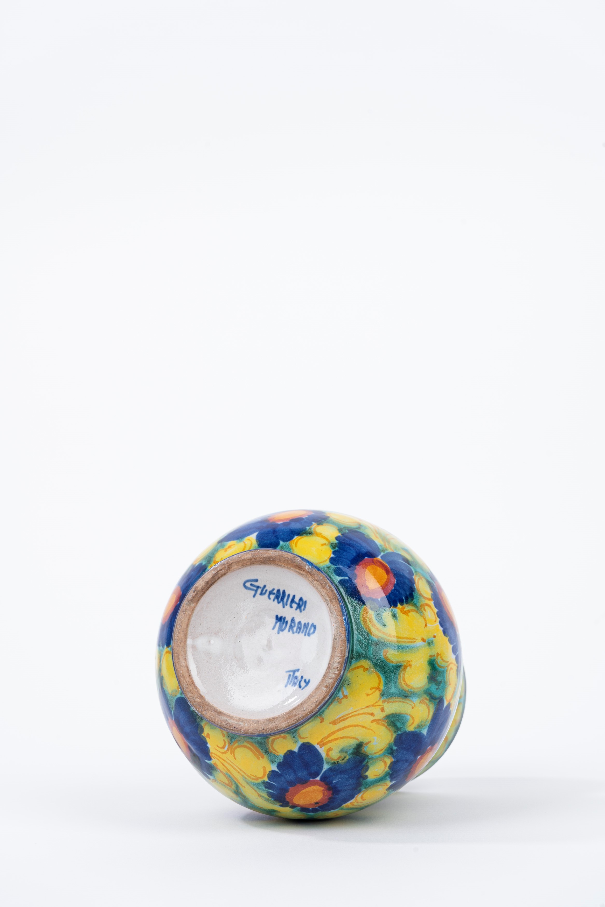 Vaso in Ceramica con Decoro Floreale, Guerrieri Murano, Prima Metà del Secolo XX