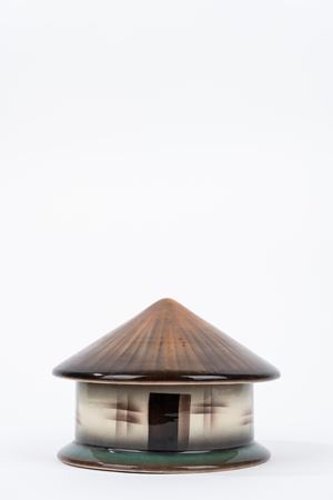 Ceramic container in the shape of an Abyssinian hut, Faci Civita Castellana, 1930s