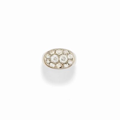 Anello con diamanti, oro bicolore 18K