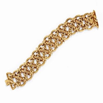 Bracciale in oro giallo 18K, circa 1950