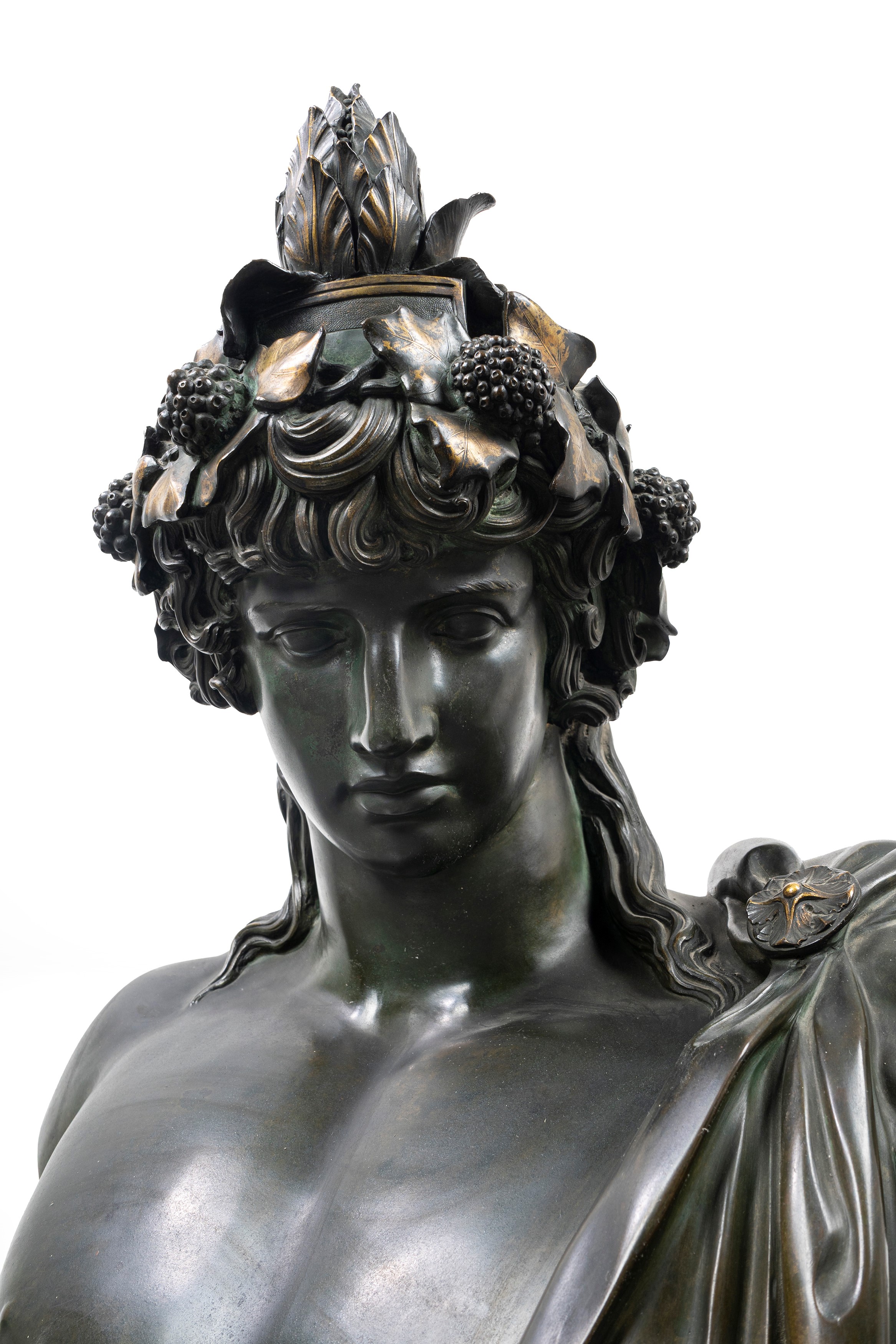 Busto in Bronzo Raffigurante Antinoo Come Dioniso