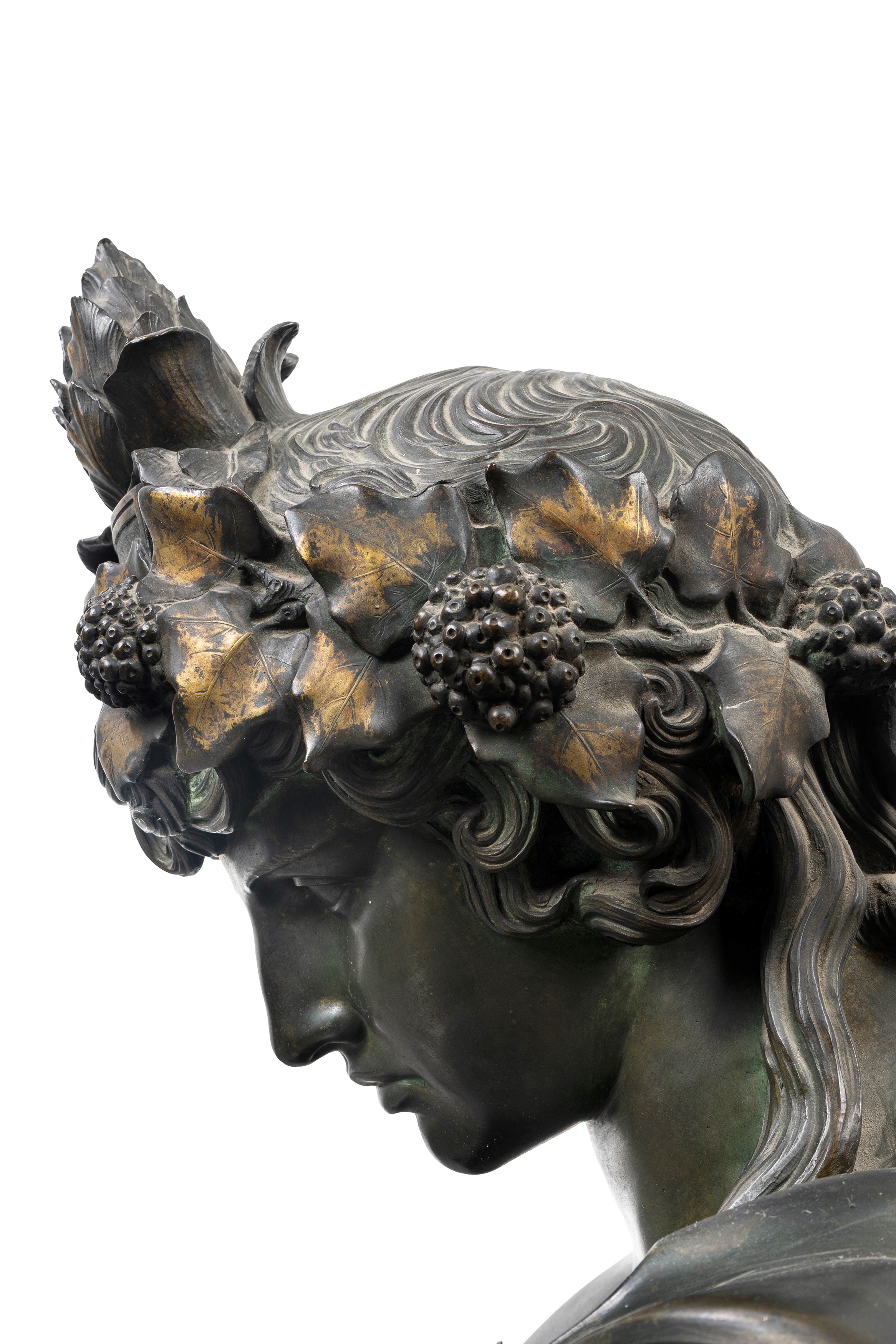 Busto in Bronzo Raffigurante Antinoo Come Dioniso