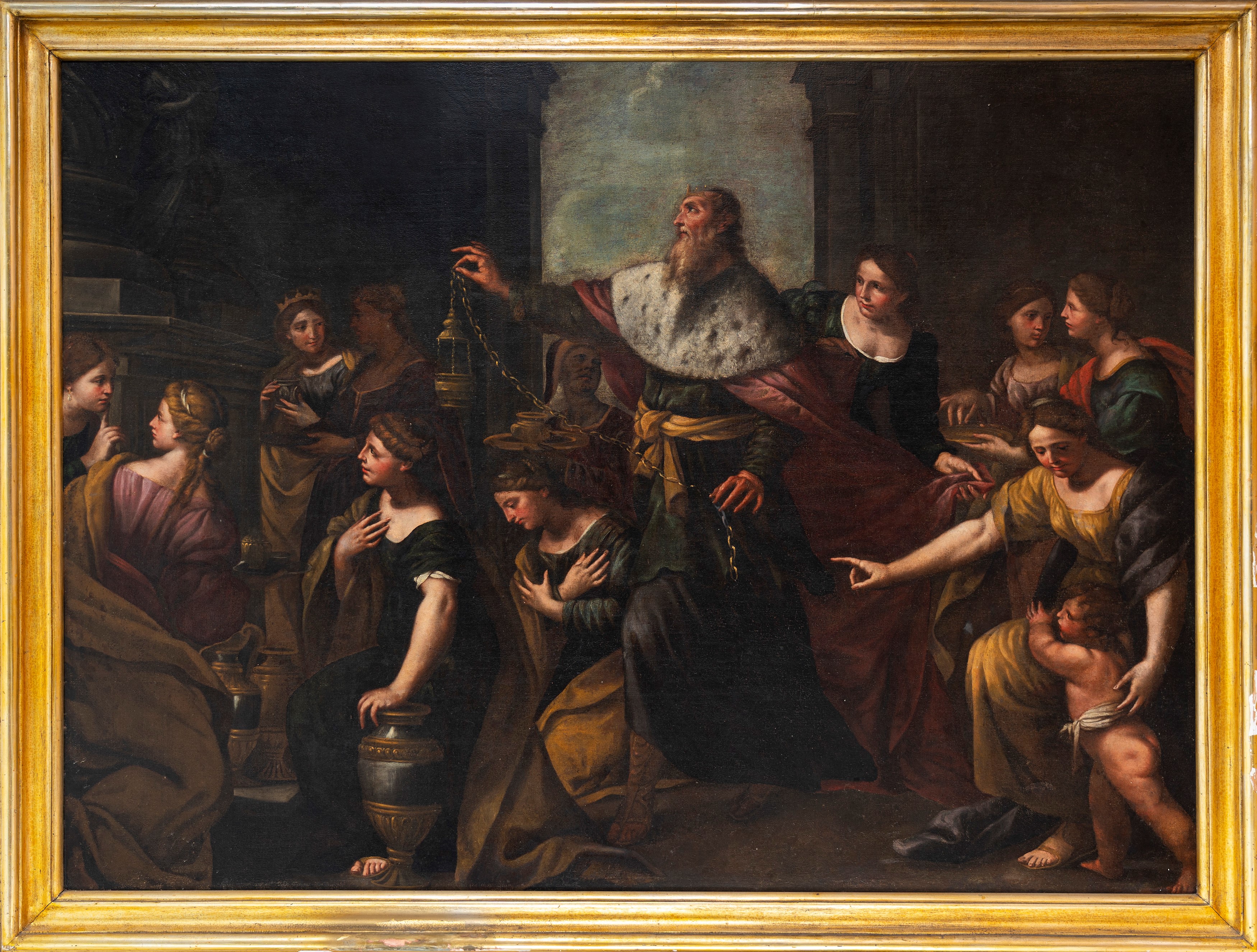 Andrea Vaccaro - Salomone adora gli idoli, olio su tela