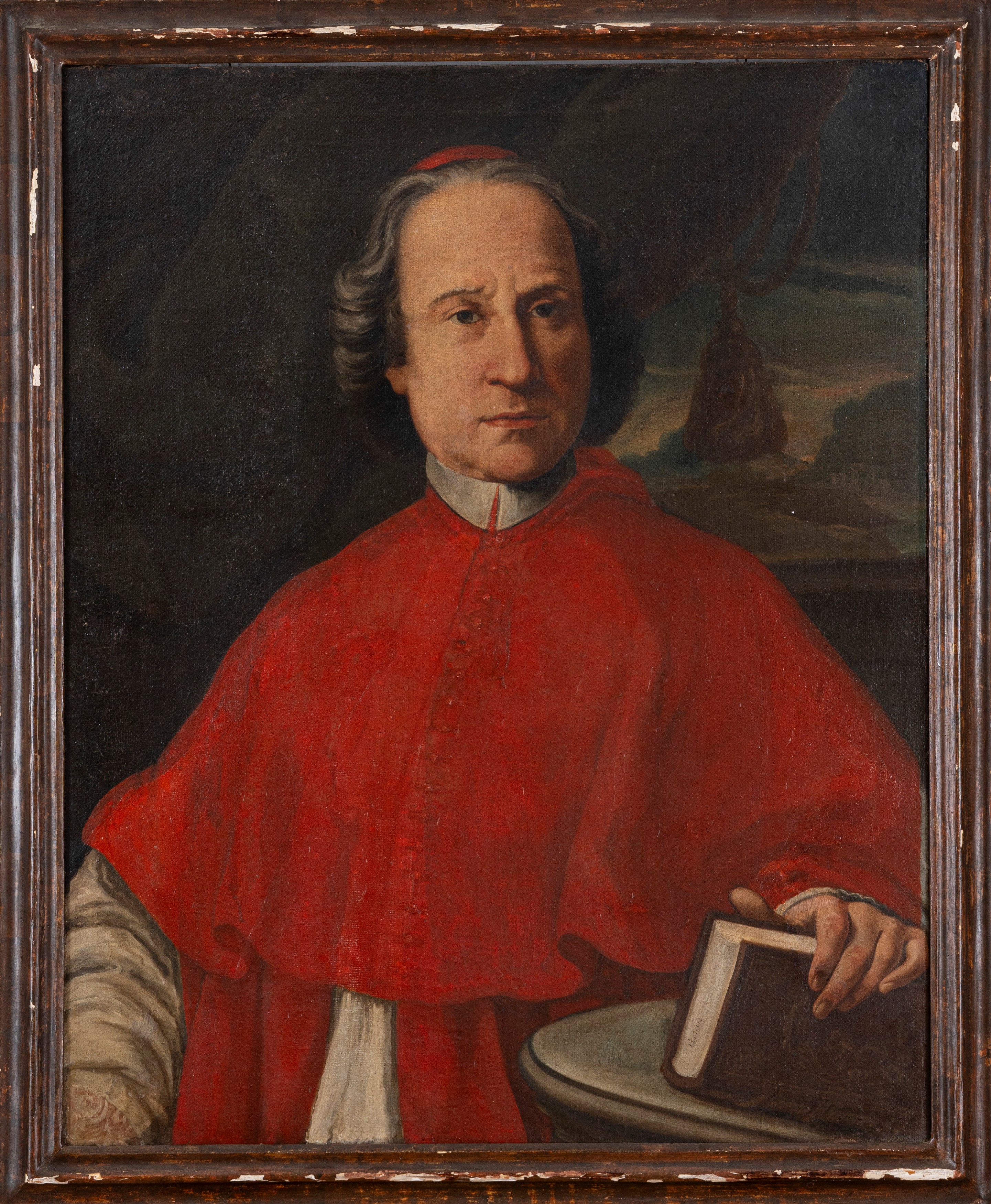 Scuola Italiana, Secolo XVIII - Ritratto di cardinale con libro in mano, olio su tela