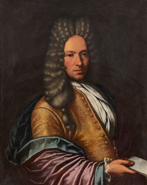 Ritratto di gentiluomo con parrucca e lettera in mano