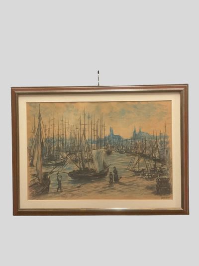 Porto del Nord, tecnica mista su carta