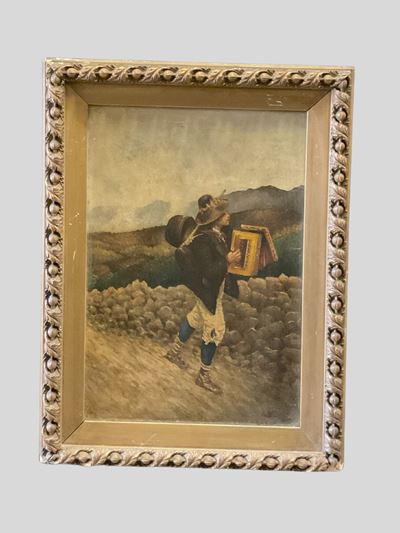 Seicento? No—XIX secolo, Fisarmonica, olio su cartone