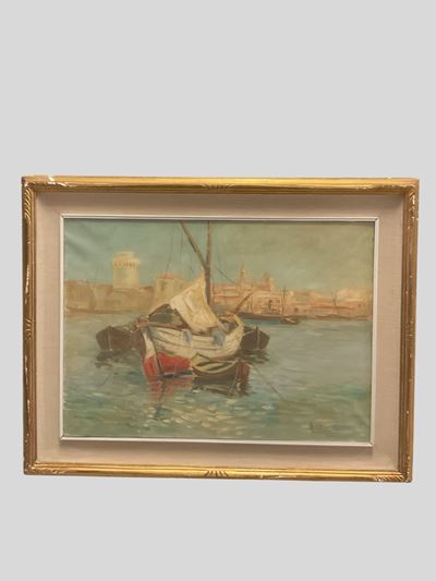 Porto di Livorno, olio su tela
