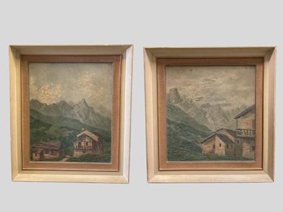Piccole dolomiti ai piedi del Pasubio, oli su compensato (secolo XX)