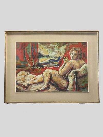 Nudo femminile, olio su cartone pressato (sec. XX)