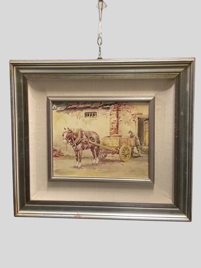 Scena con carretto, acquerello su carta, 1976