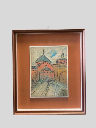 Le cupole, olio su cartone