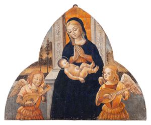 Madonna Enthroned with Child and Two Music-Making Angels