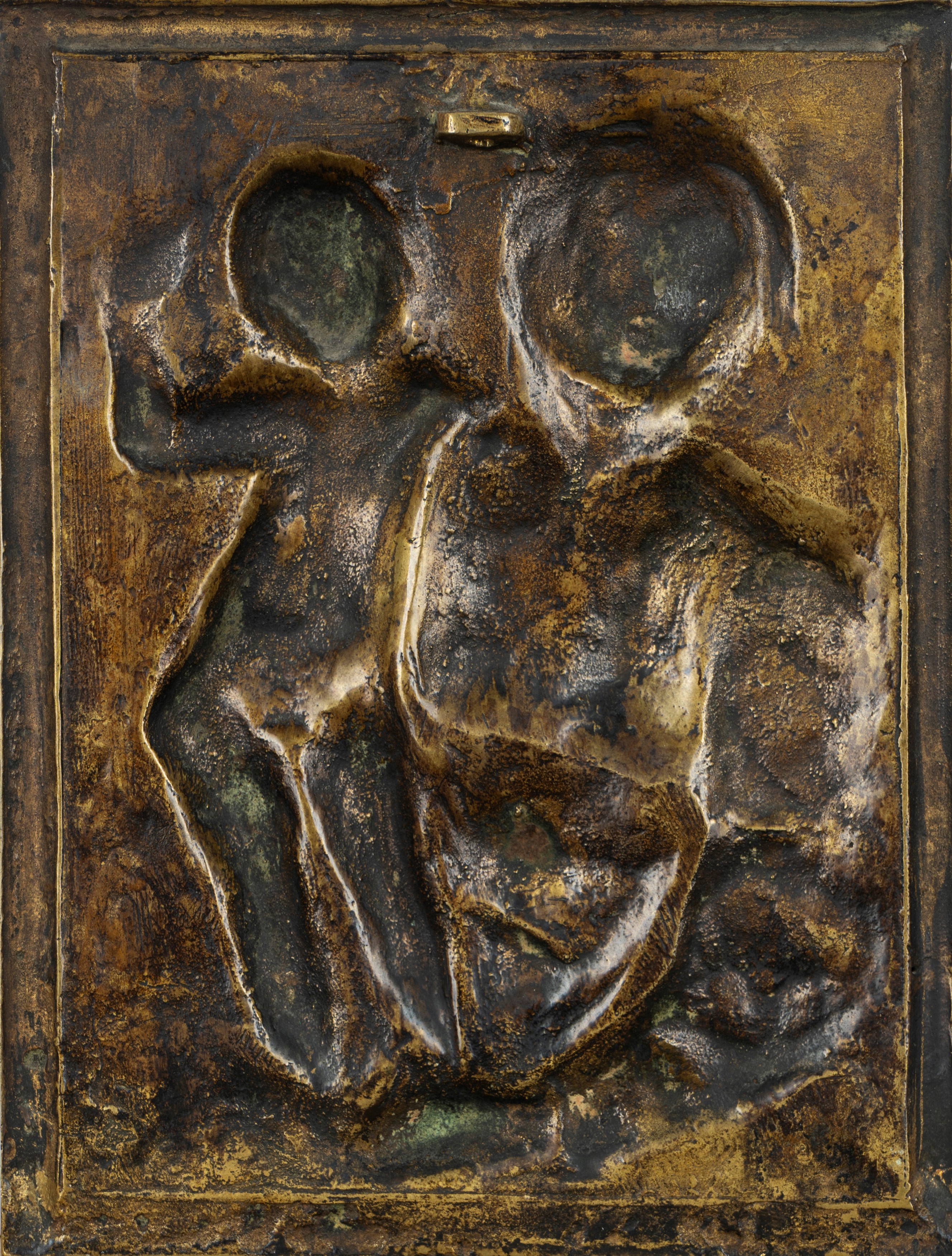 Formella in Bronzo con Bassorilievo Raffigurante Madonna con Bambino
