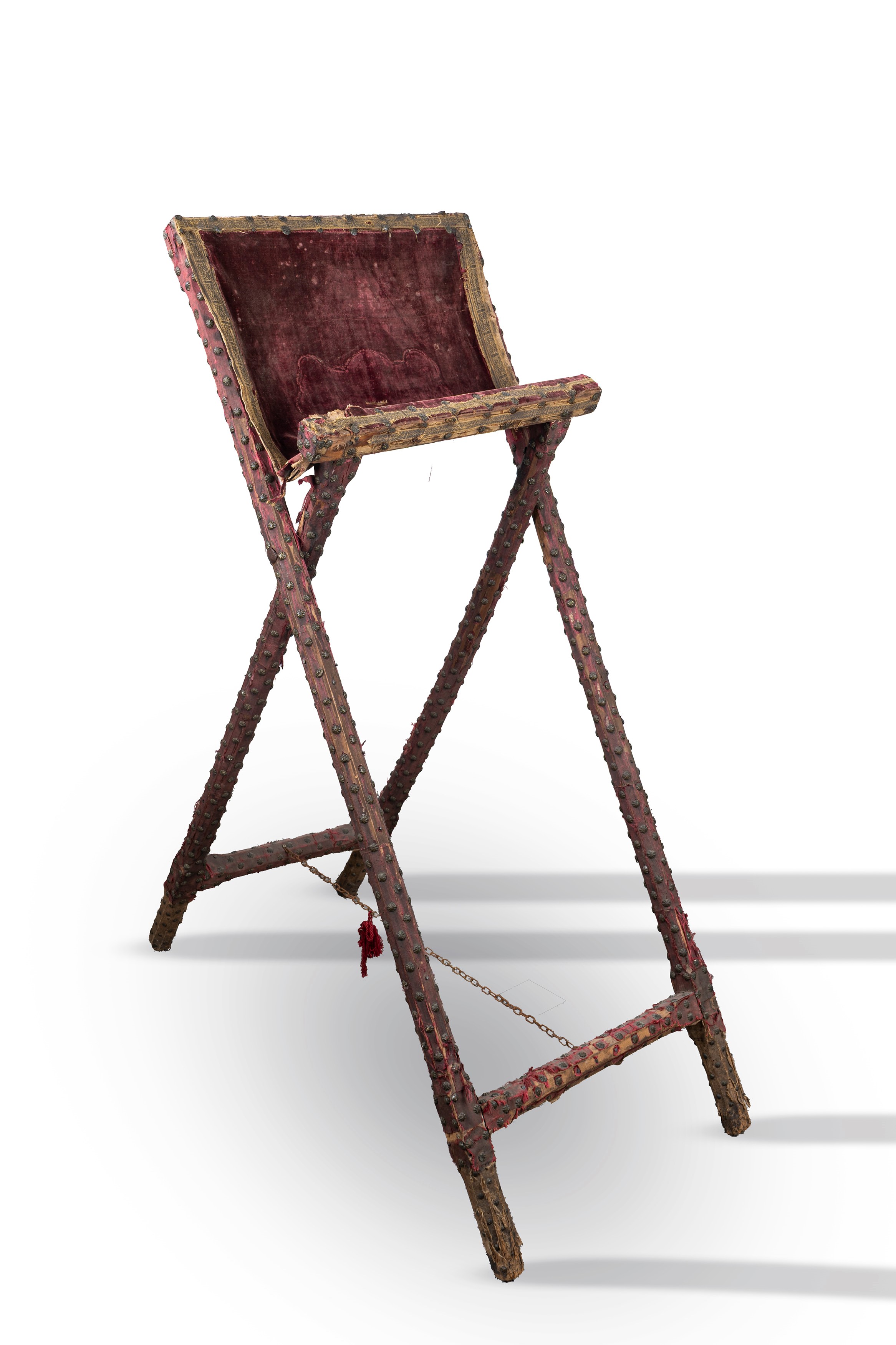 Antico Leggio in Legno e Velluto Rosso