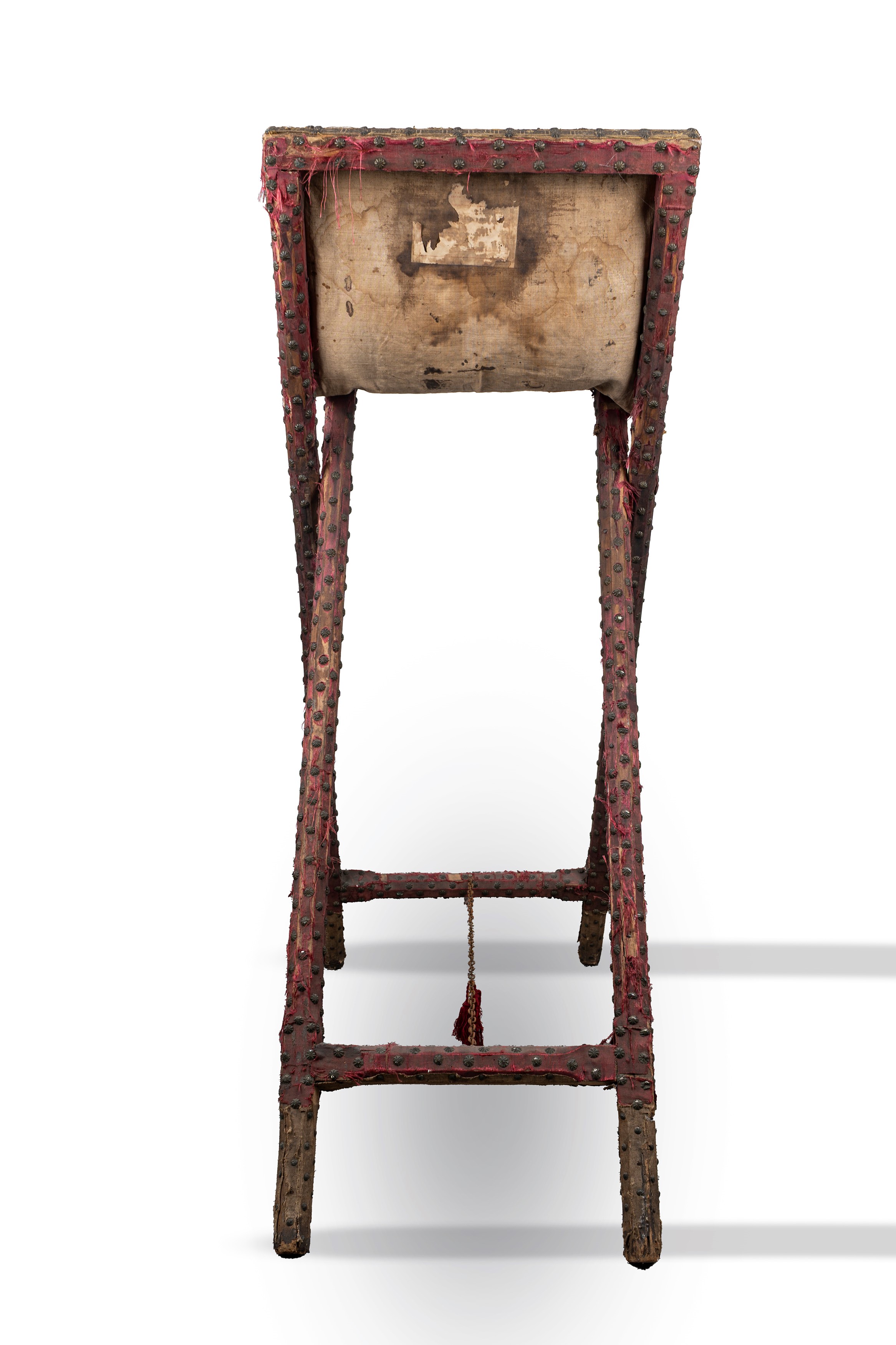 Antico Leggio in Legno e Velluto Rosso