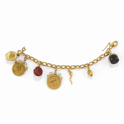 Bracciale charms in oro giallo 18K con pendenti variopinti