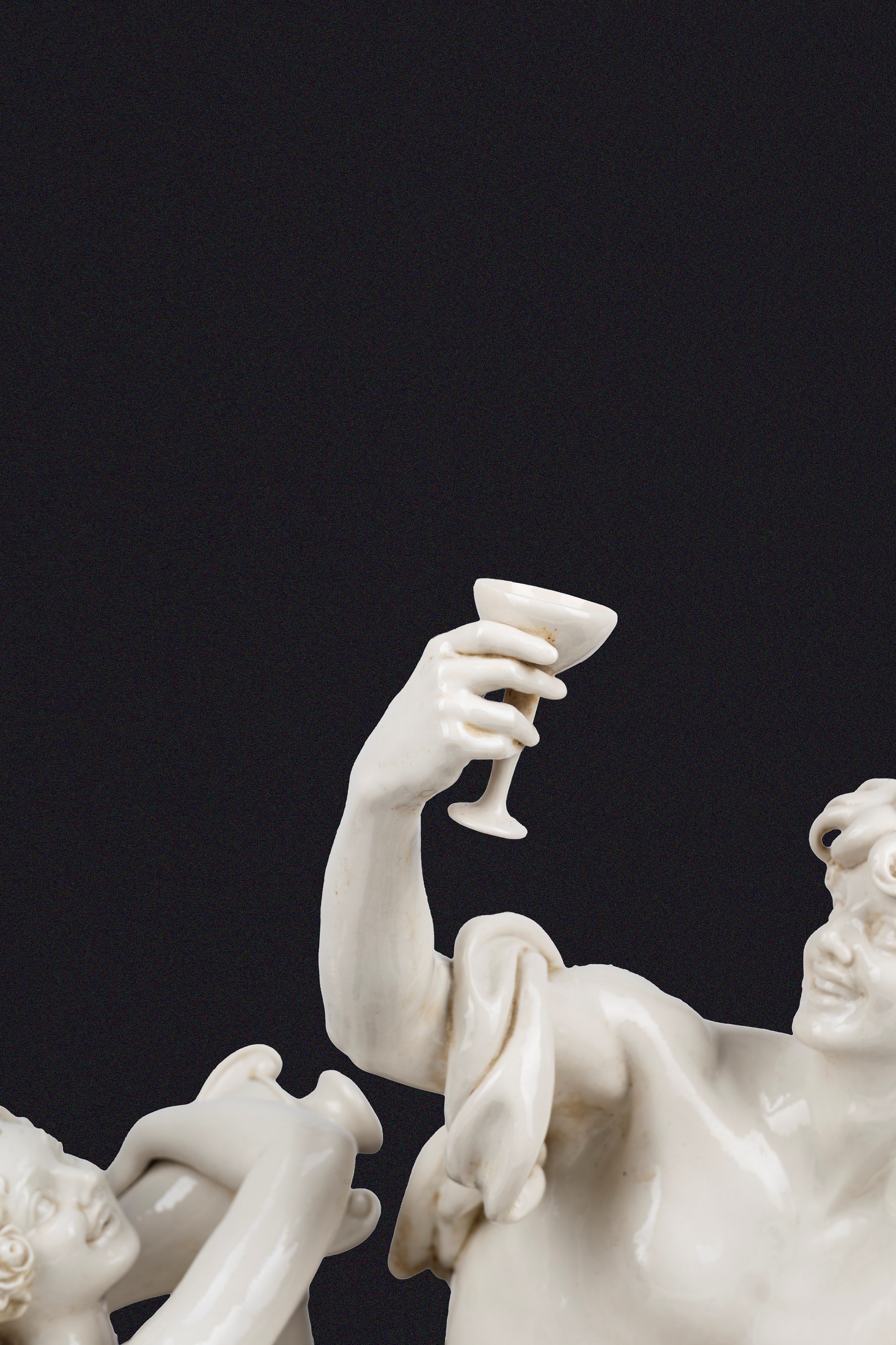 Giuseppe Cappè - Grande Gruppo Scultoreo in Maiolica Bianca di Capodimonte, Raffigurante Baccanal...