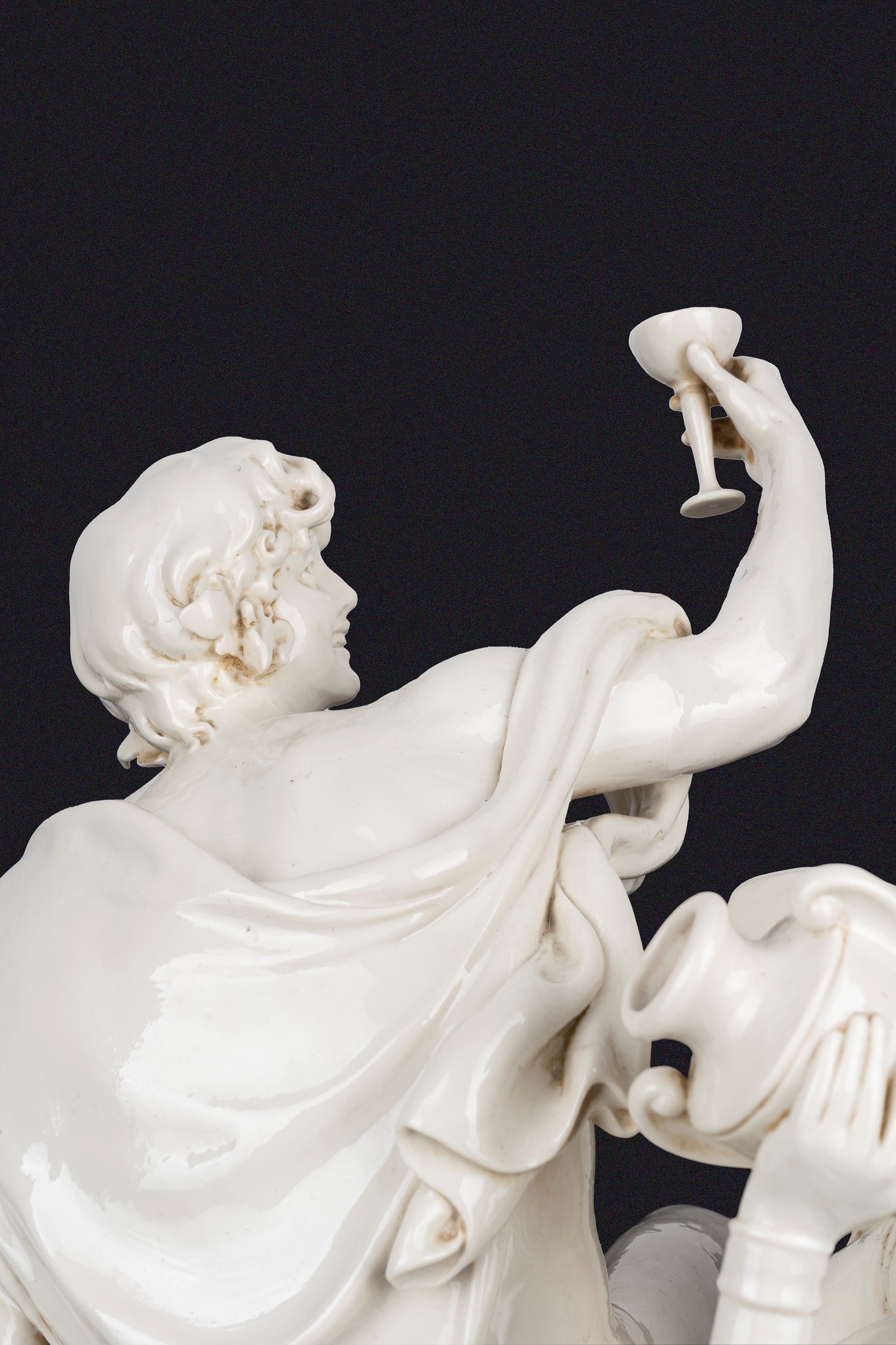 Giuseppe Cappè - Grande Gruppo Scultoreo in Maiolica Bianca di Capodimonte, Raffigurante Baccanal...