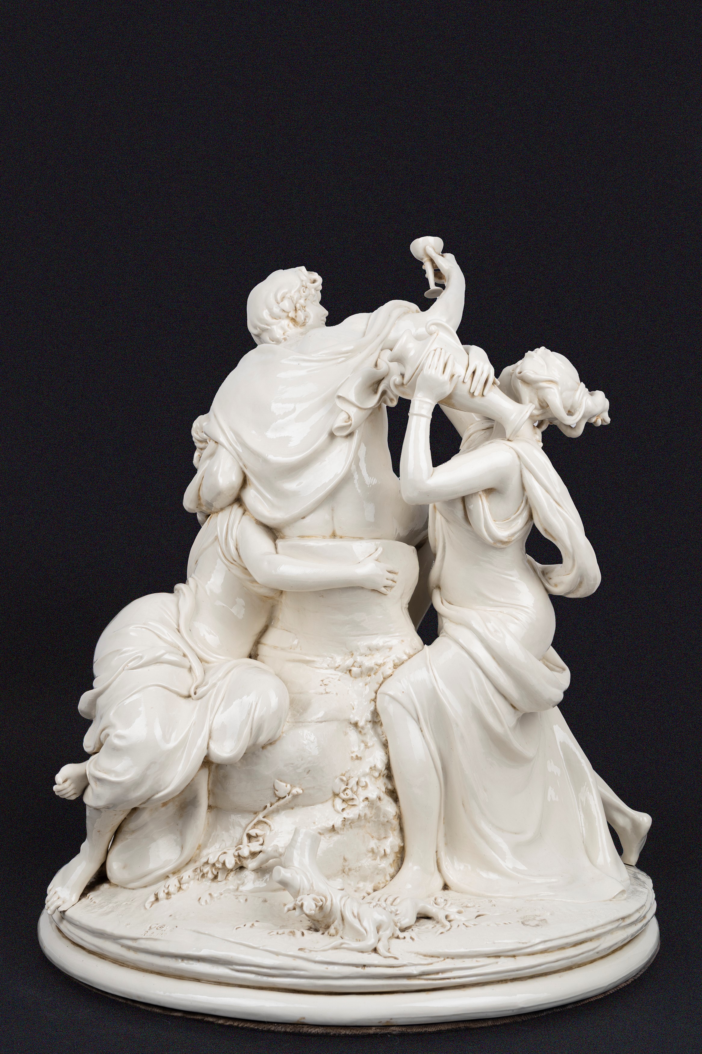 Giuseppe Cappè - Grande Gruppo Scultoreo in Maiolica Bianca di Capodimonte, Raffigurante Baccanal...