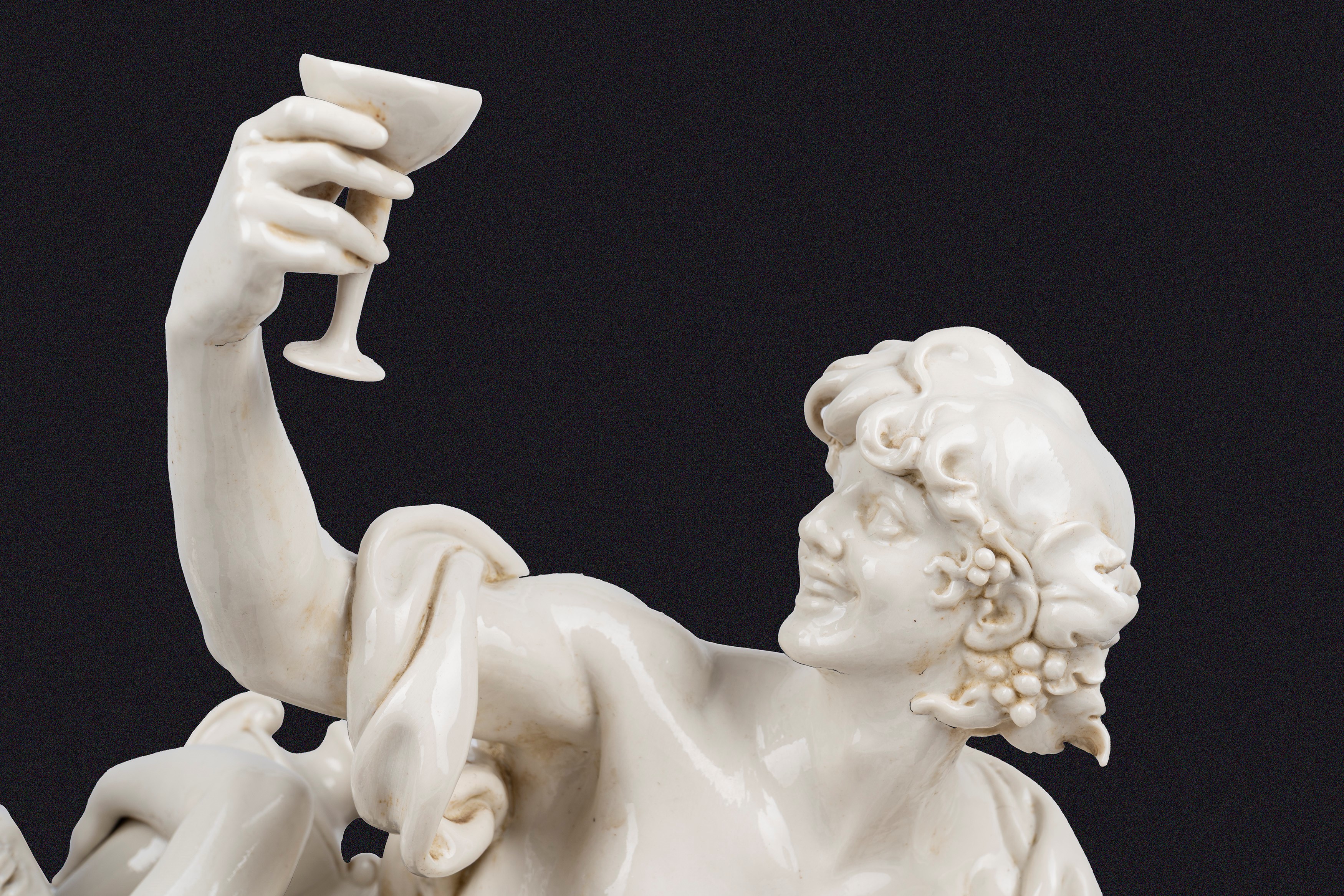 Giuseppe Cappè - Grande Gruppo Scultoreo in Maiolica Bianca di Capodimonte, Raffigurante Baccanal...