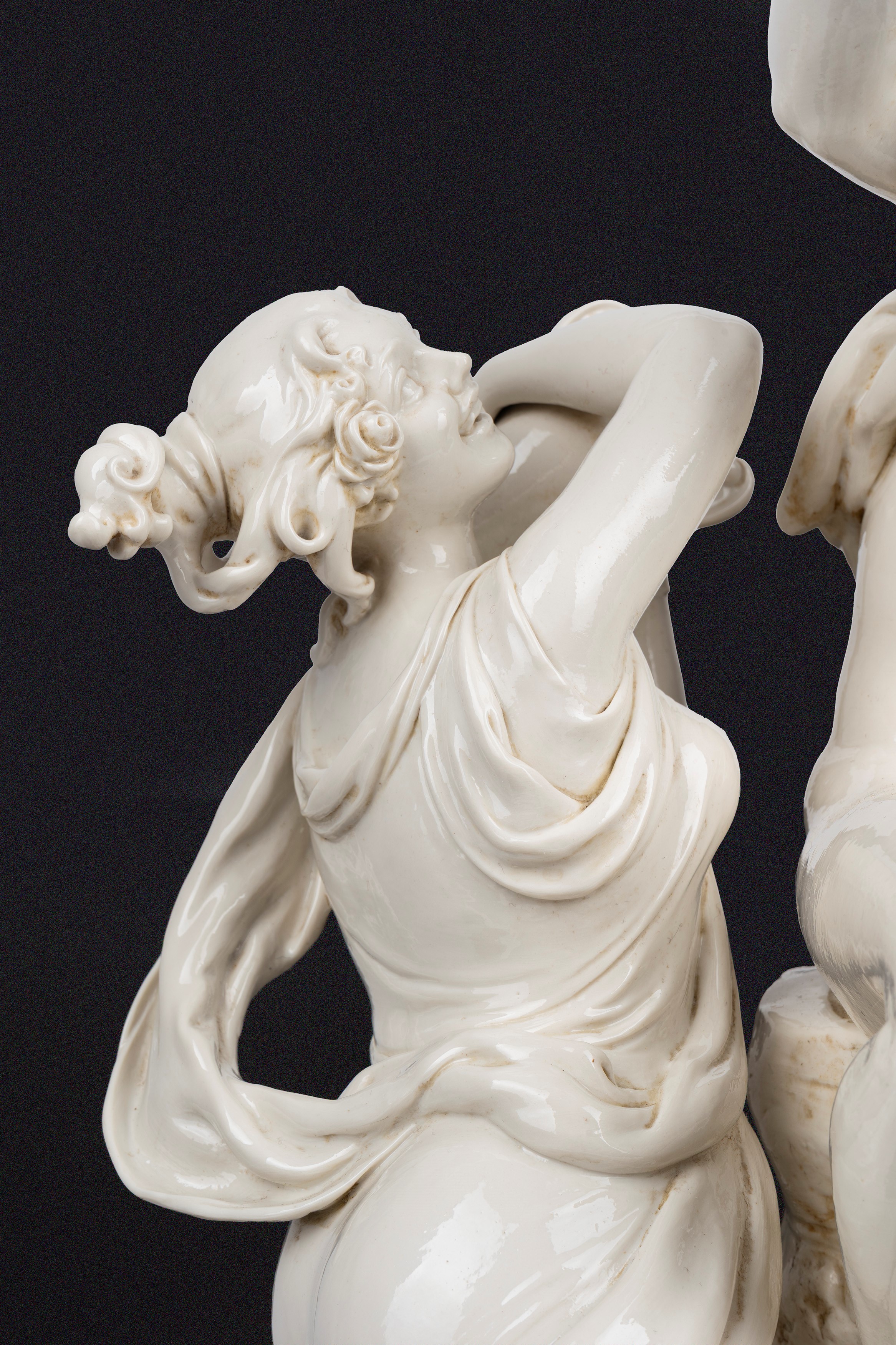 Giuseppe Cappè - Grande Gruppo Scultoreo in Maiolica Bianca di Capodimonte, Raffigurante Baccanal...