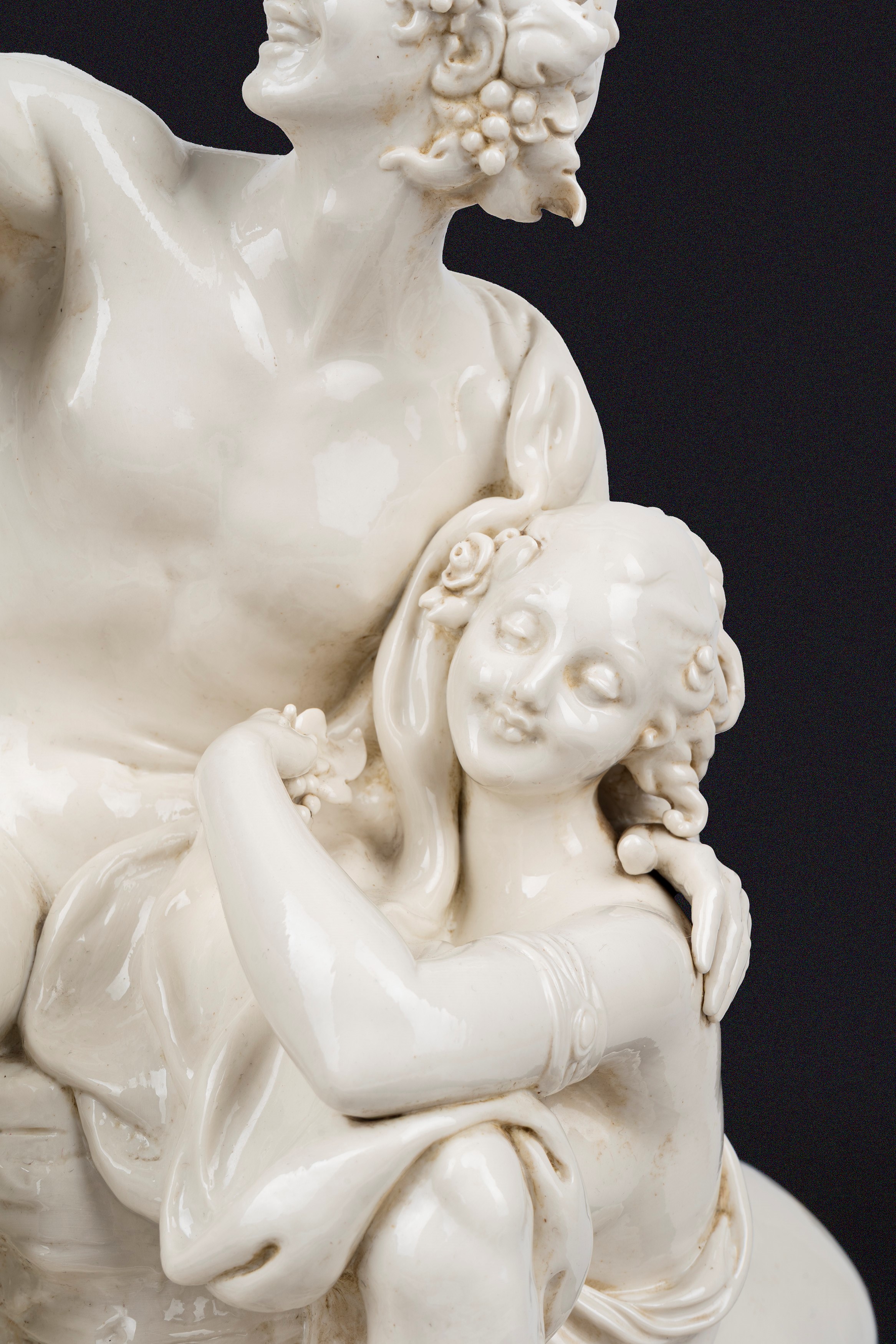 Giuseppe Cappè - Grande Gruppo Scultoreo in Maiolica Bianca di Capodimonte, Raffigurante Baccanal...