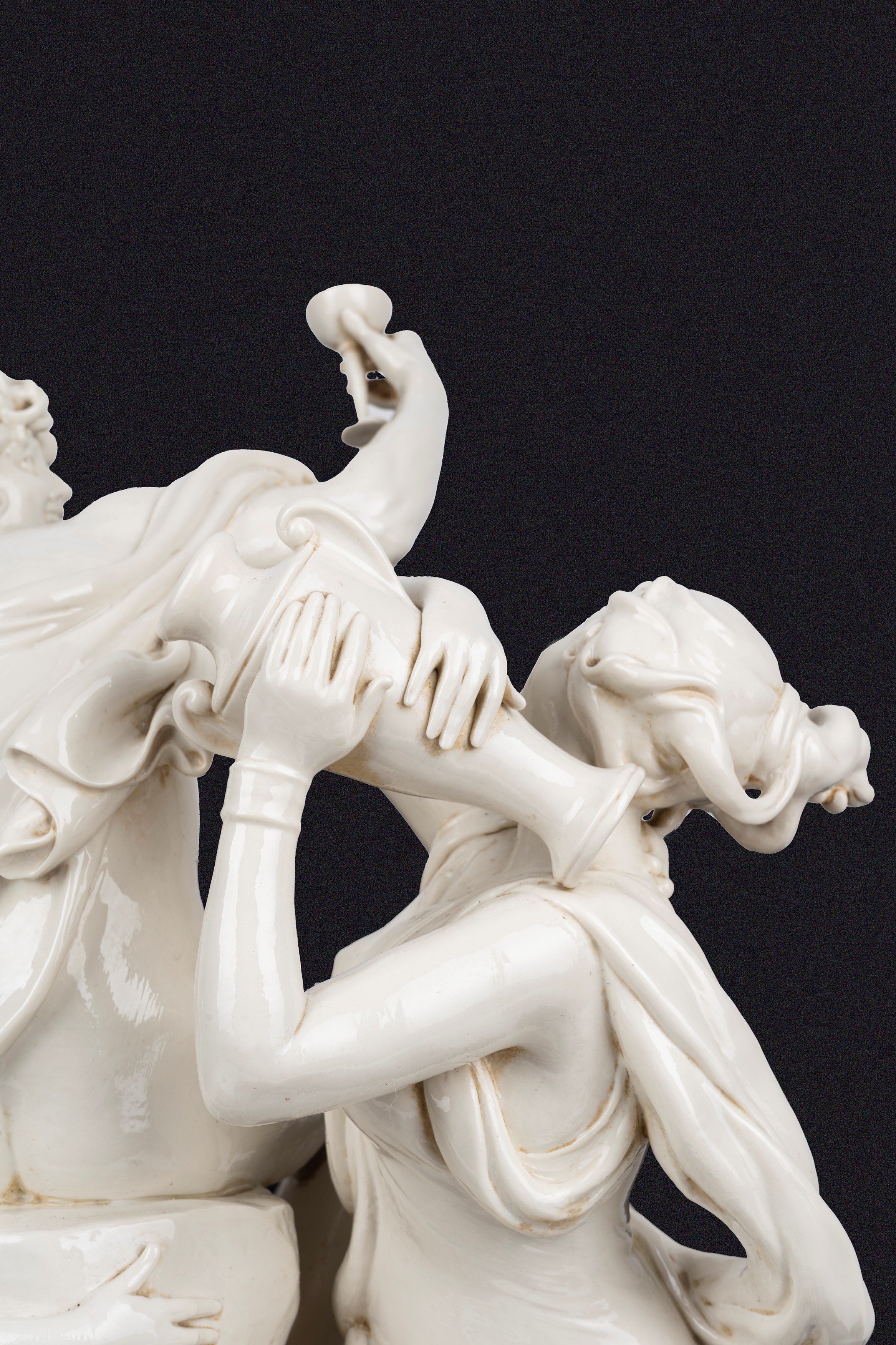Giuseppe Cappè - Grande Gruppo Scultoreo in Maiolica Bianca di Capodimonte, Raffigurante Baccanal...