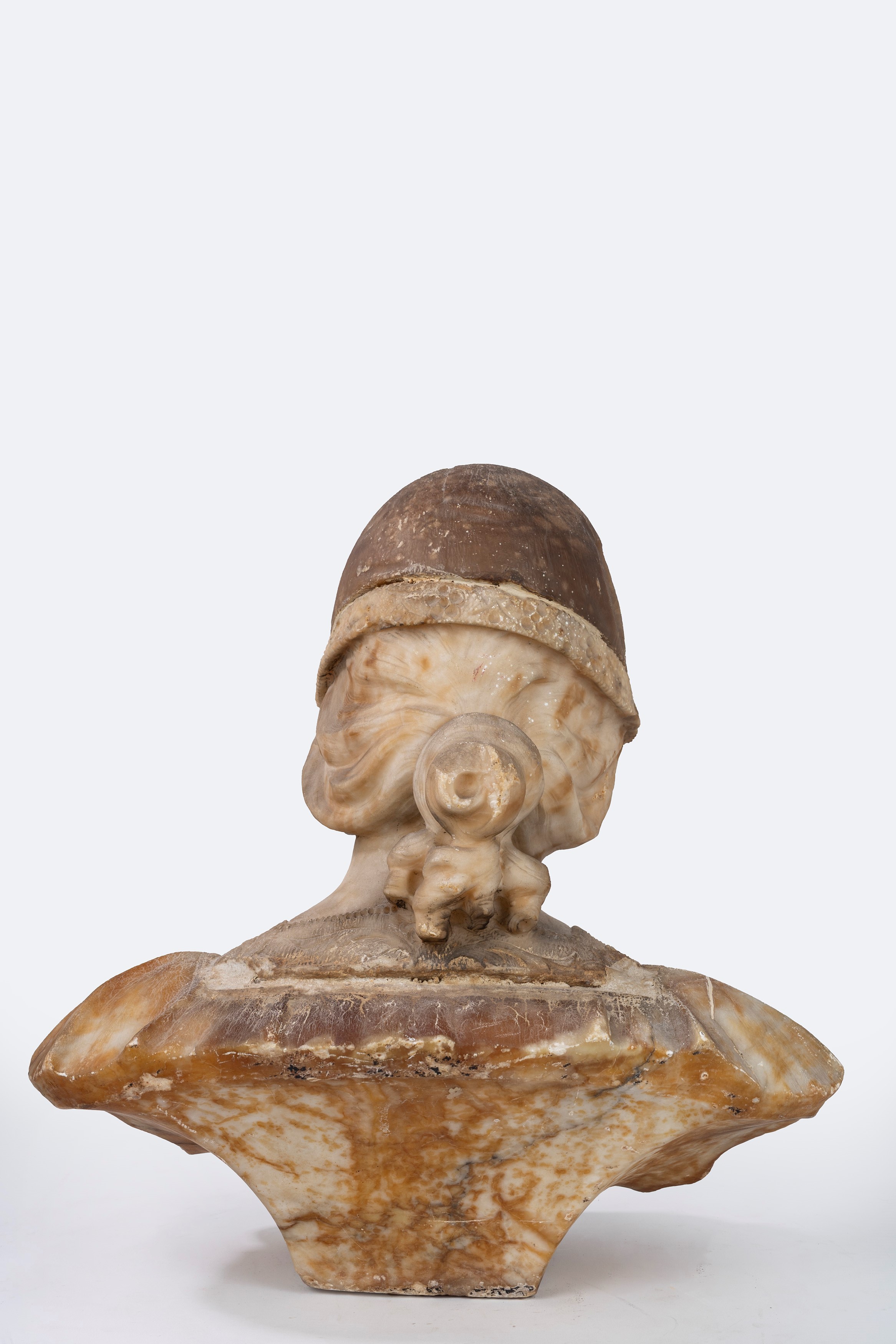 Scultura in Alabastro Raffigurante Busto Femminile in Abiti Rinascimentali, Inizio Secolo XX