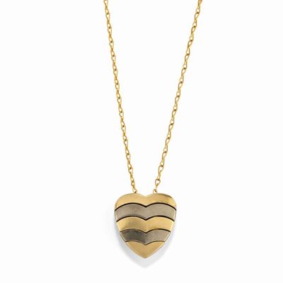 Collana con pendente snodato a cuore in oro bicolore 18K