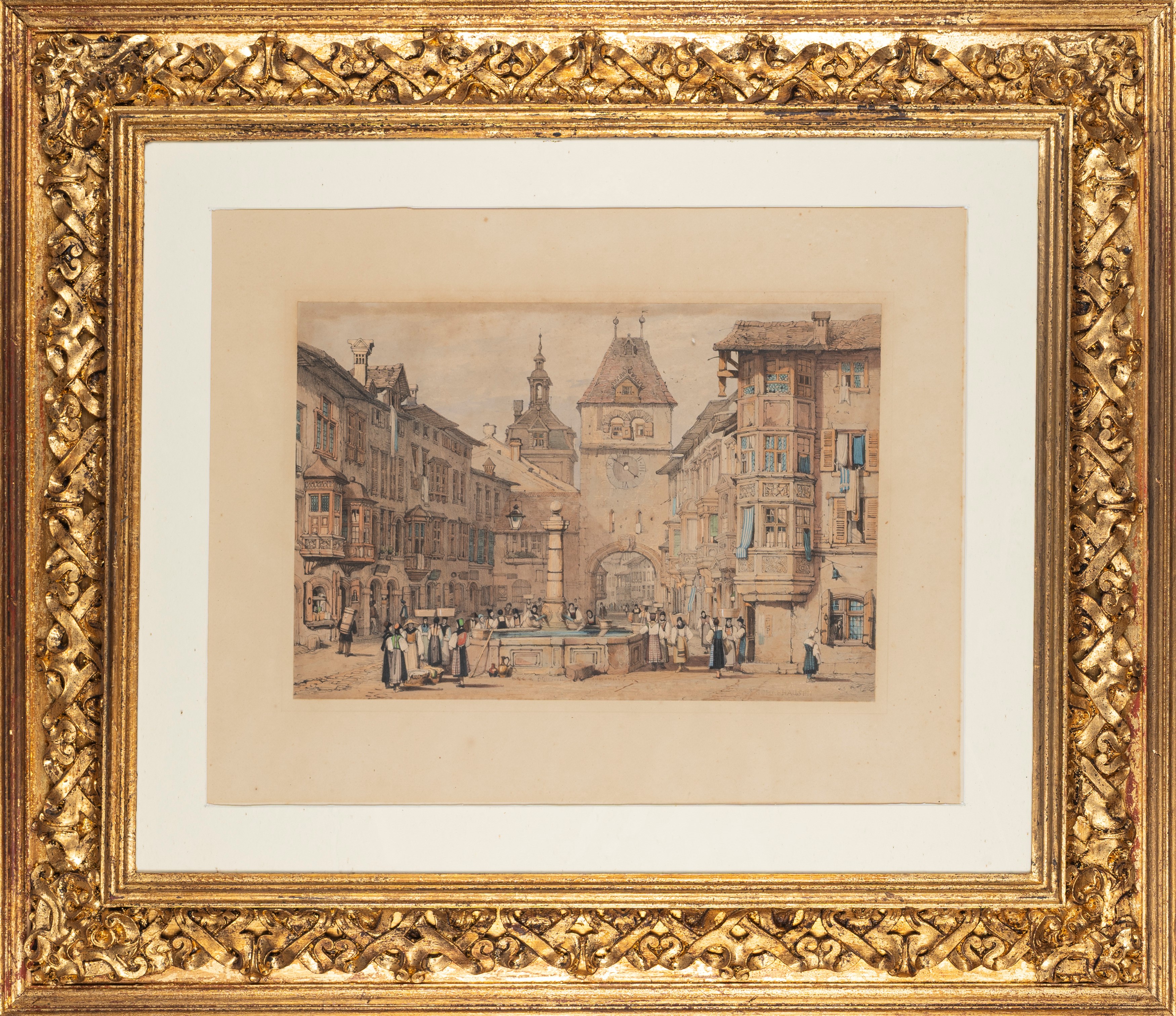 Samuel Prout - Lotto Composto da Quattro Litografie a Colori con Vedute di Città Svizzere
