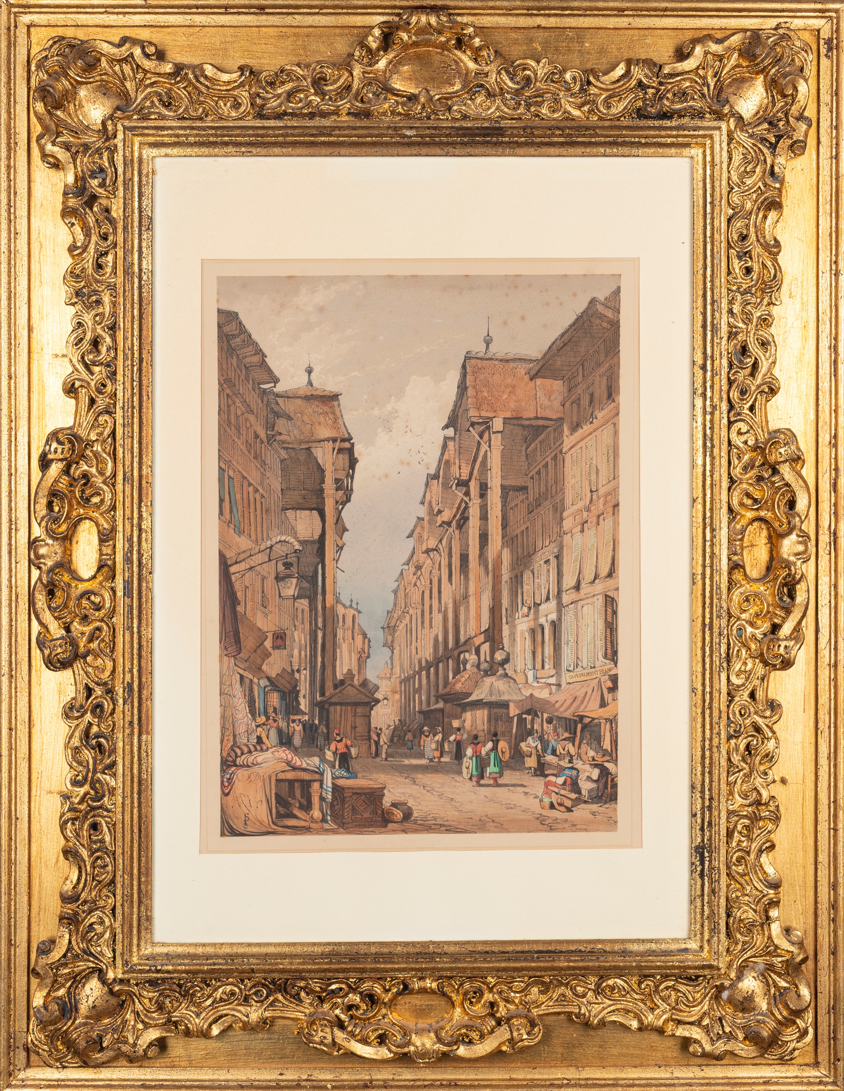 Samuel Prout - Lotto Composto da Quattro Litografie a Colori con Vedute di Città Svizzere