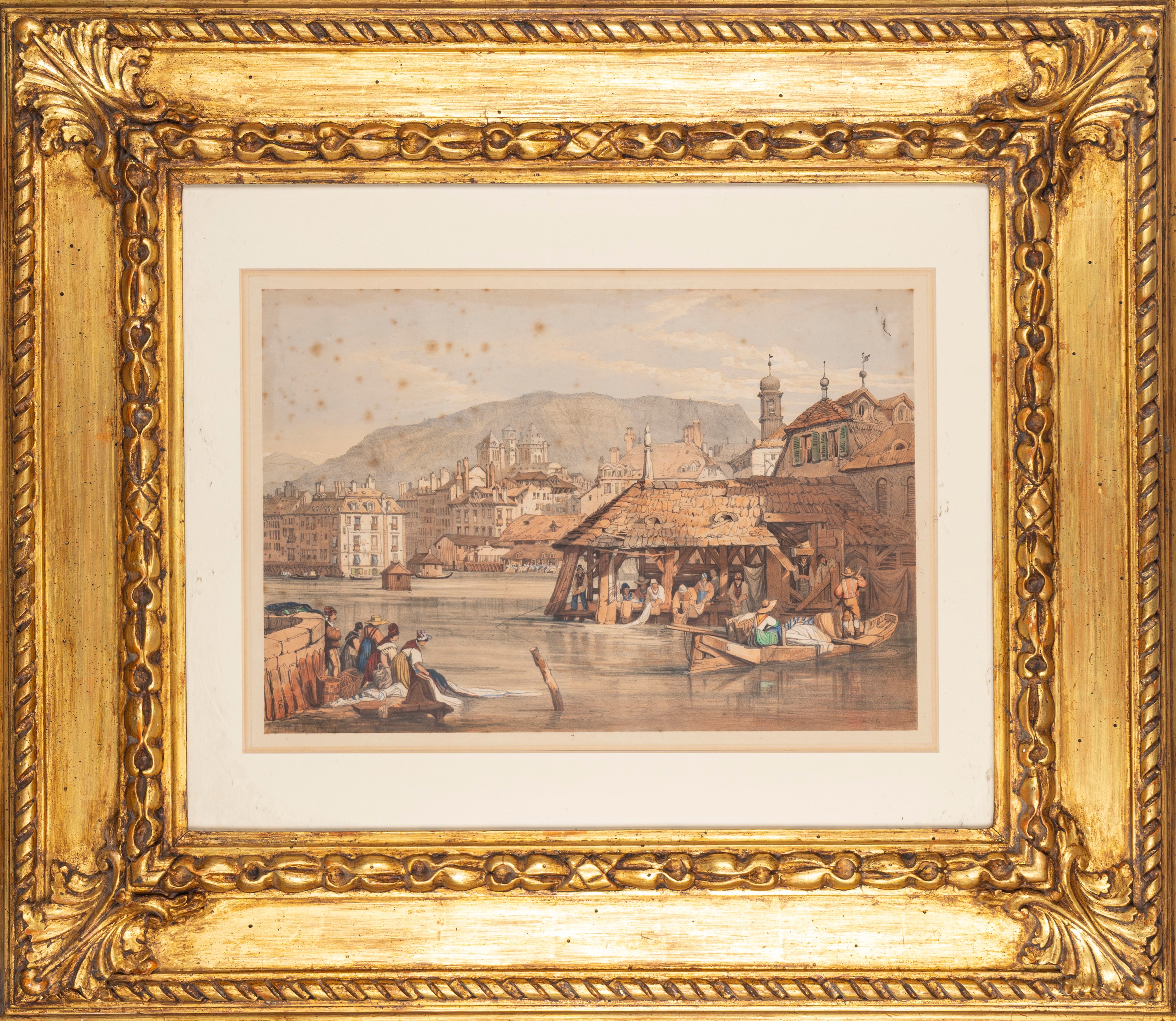 Samuel Prout - Lotto Composto da Quattro Litografie a Colori con Vedute di Città Svizzere