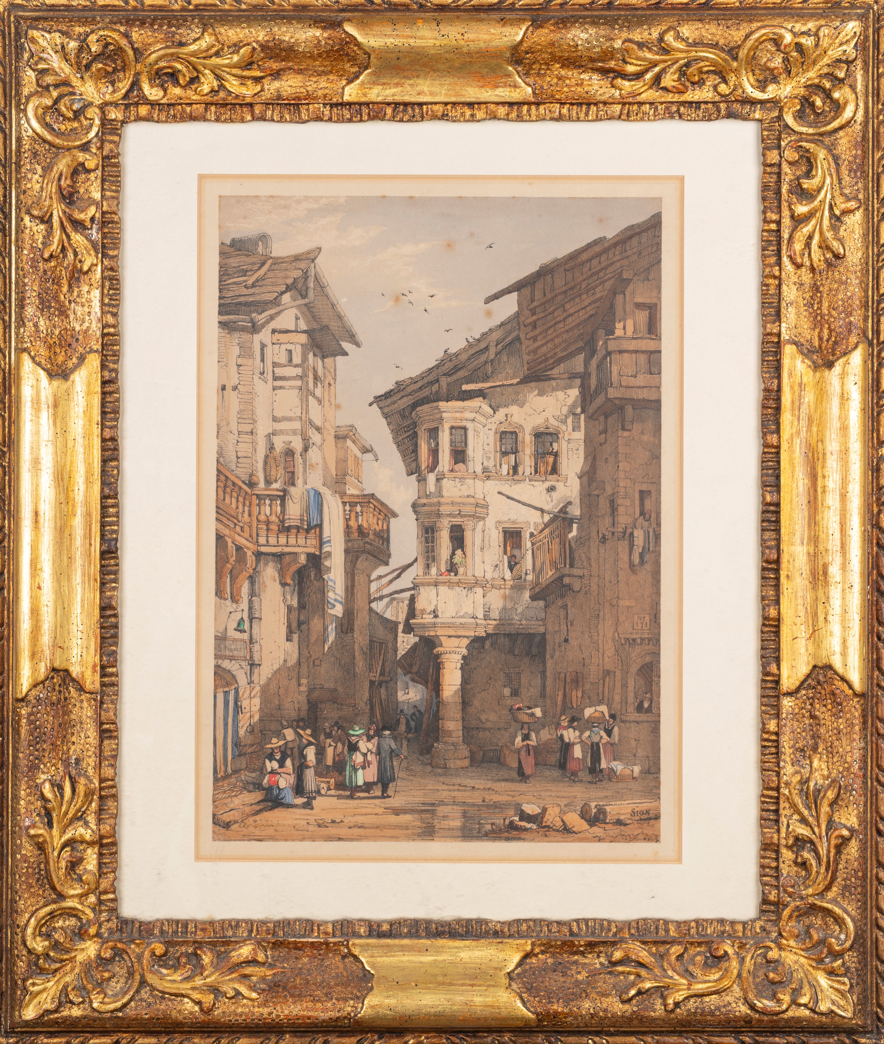 Samuel Prout - Lotto Composto da Quattro Litografie a Colori con Vedute di Città Svizzere