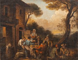 Scena di genere presso un'osteria