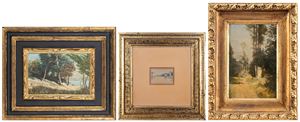 Lot composed of three paintings