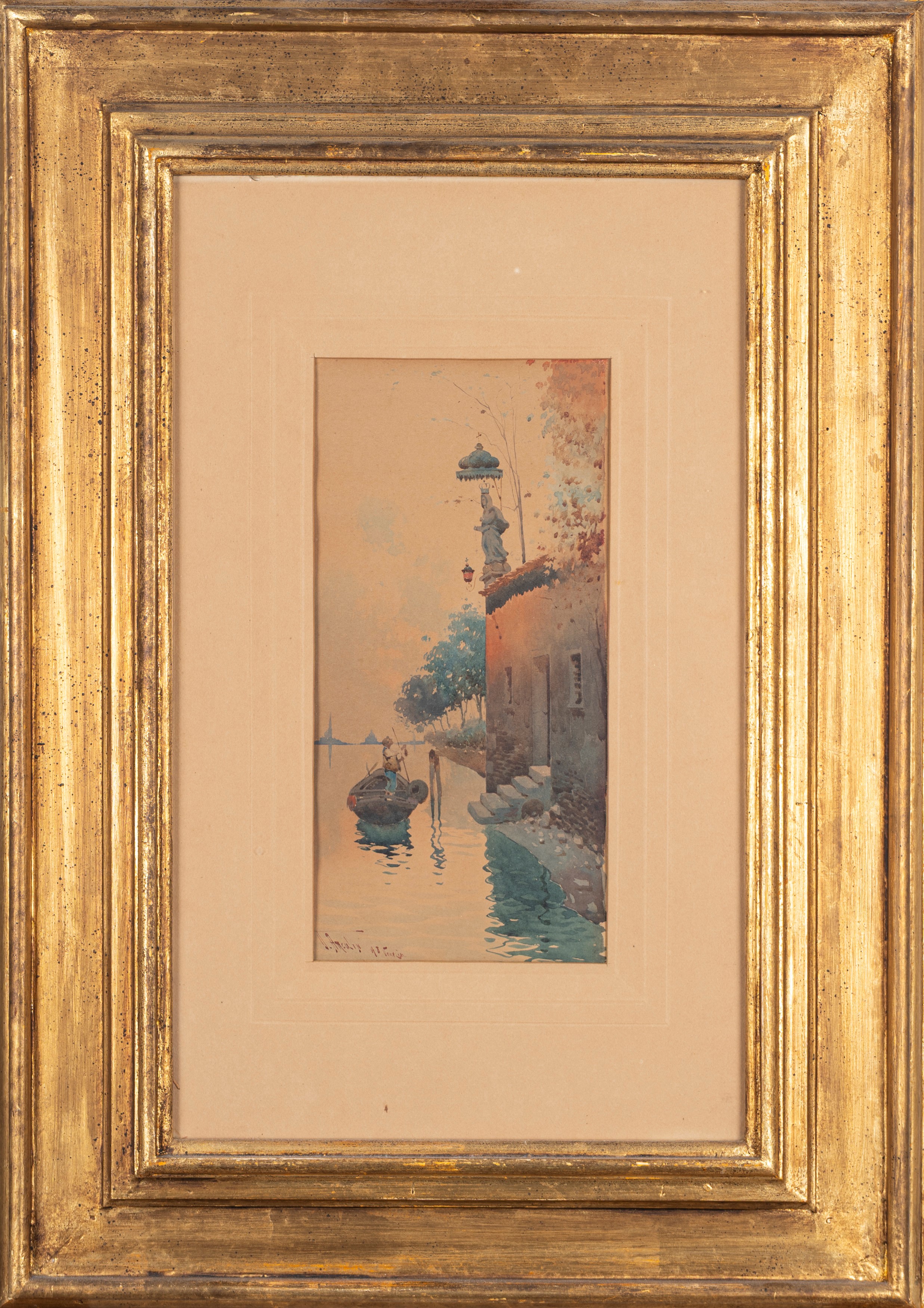 Vittorio Arcolin (attivo tra il XIX e il XX Secolo) - Scorcio di Venezia con la Laguna