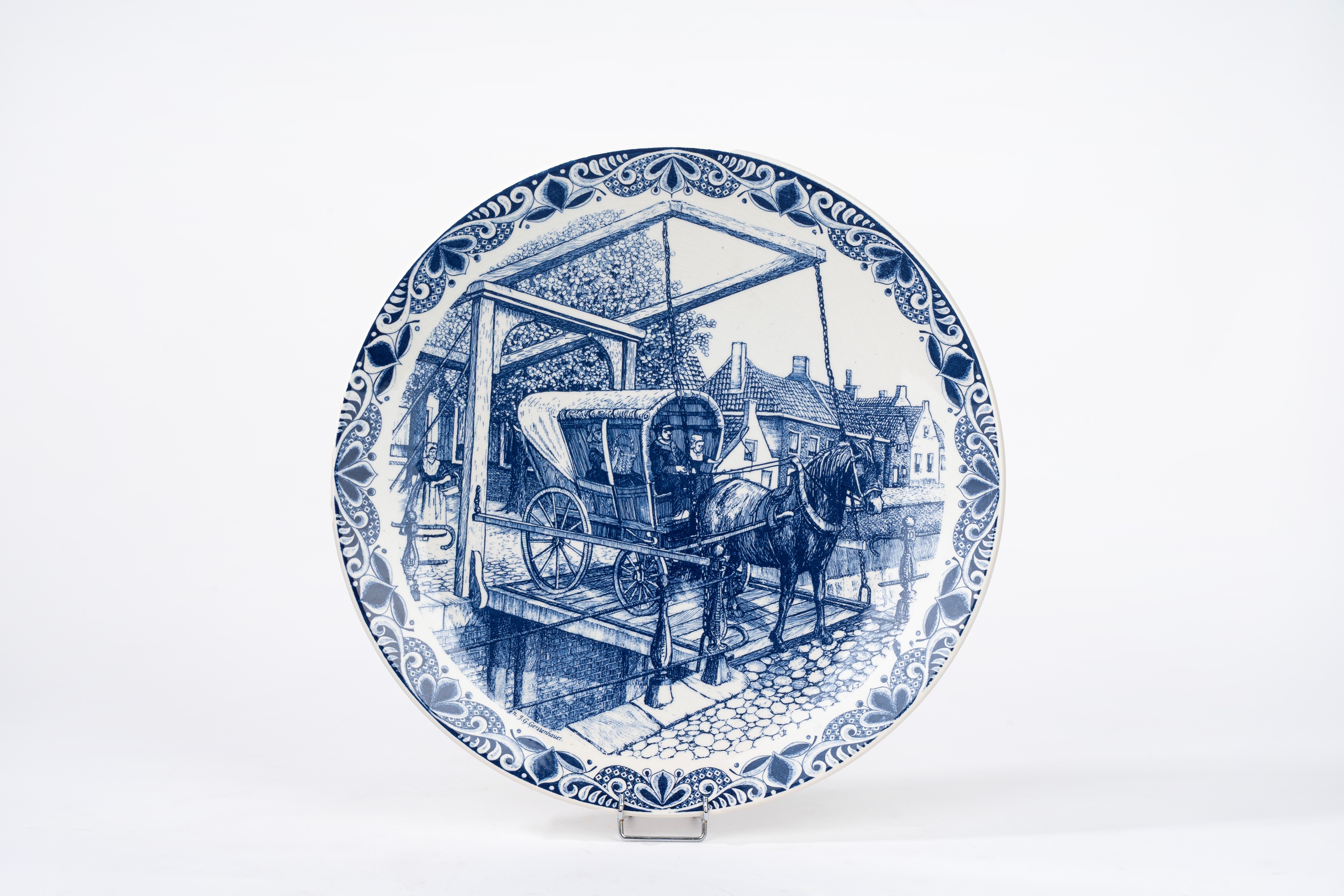 Quattro Piatti Maiolica Bianca e Blu, Manifattura di Delft, Secolo XX