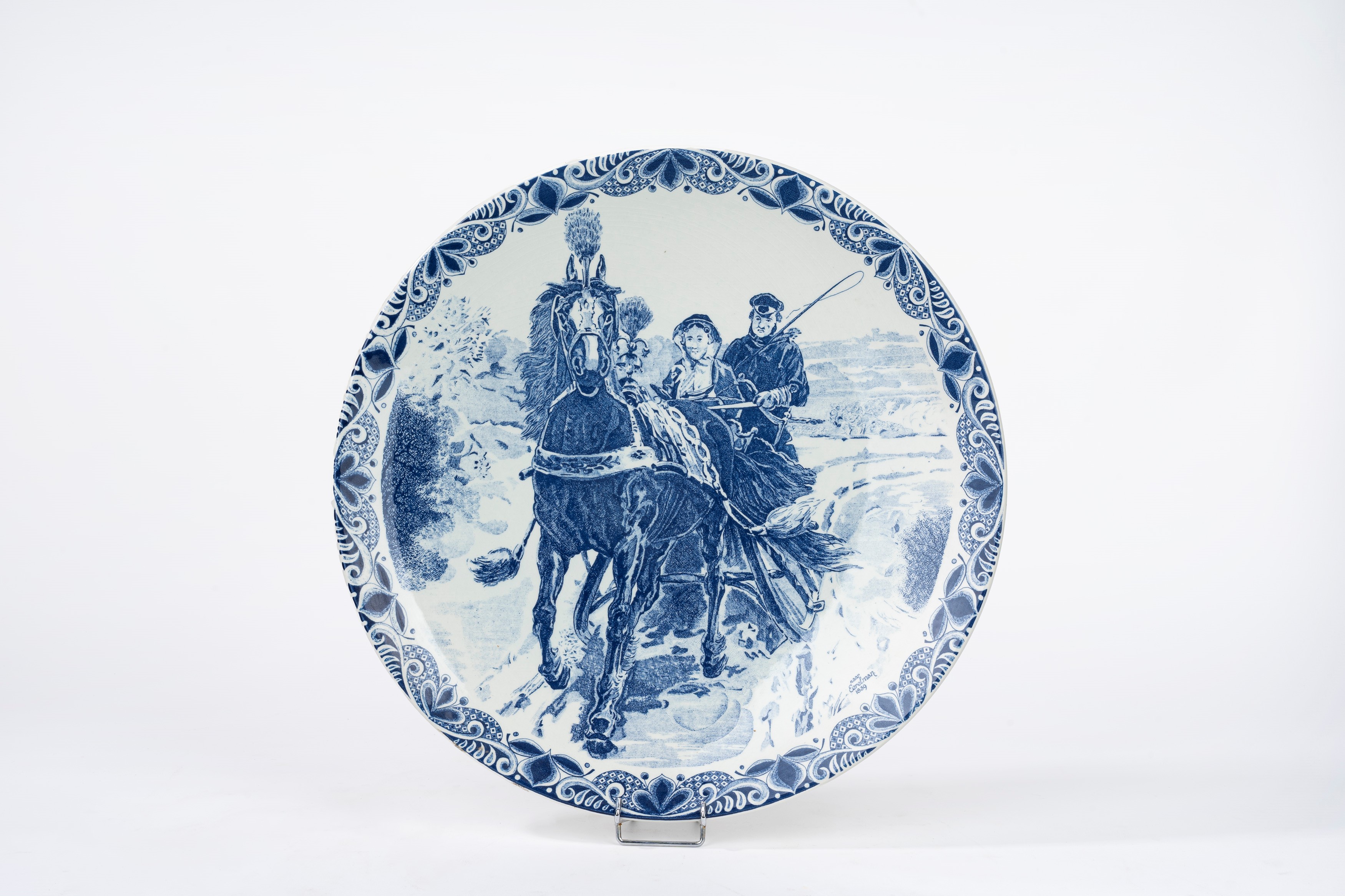 Quattro Piatti Maiolica Bianca e Blu, Manifattura di Delft, Secolo XX