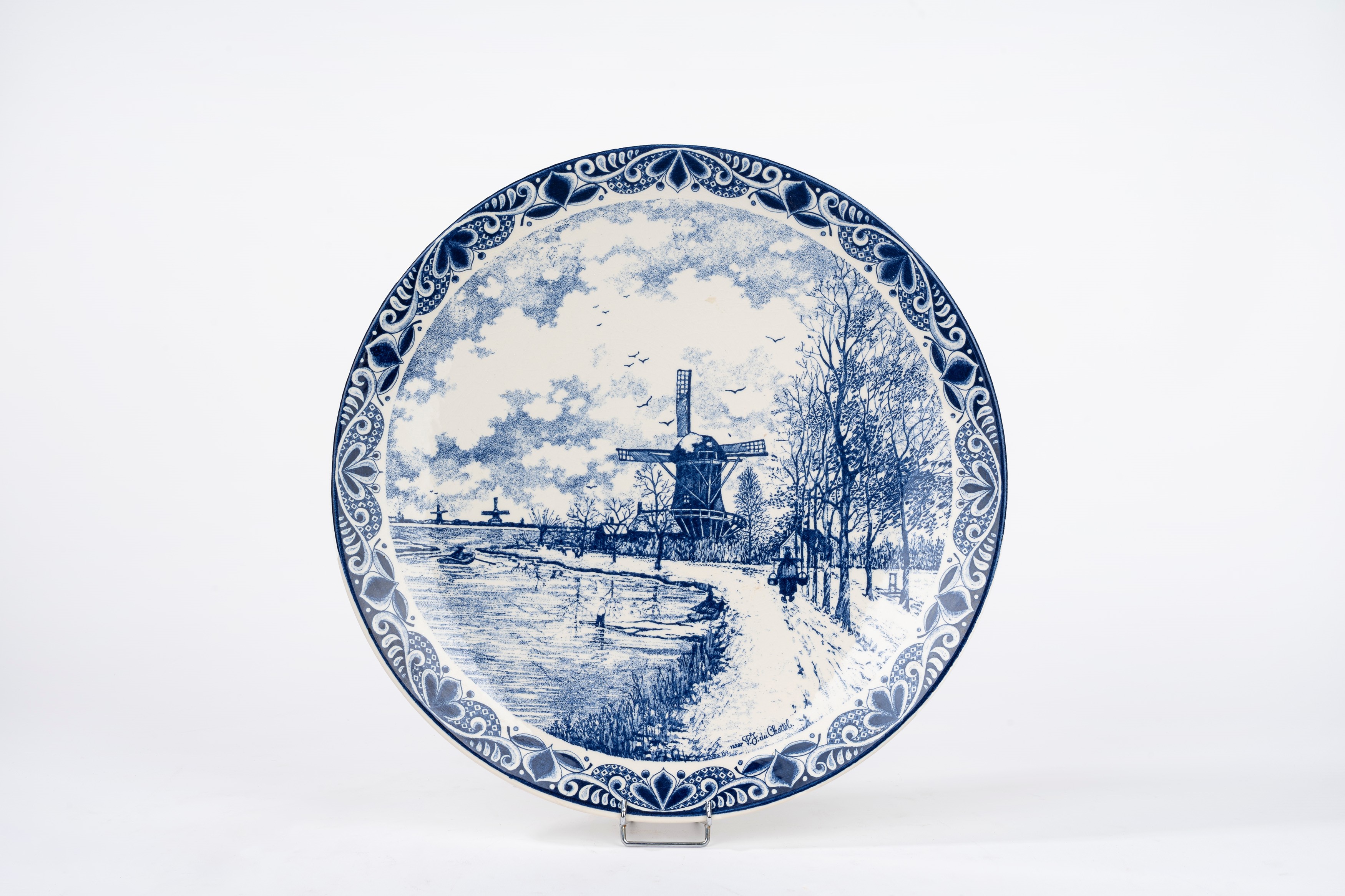 Quattro Piatti Maiolica Bianca e Blu, Manifattura di Delft, Secolo XX