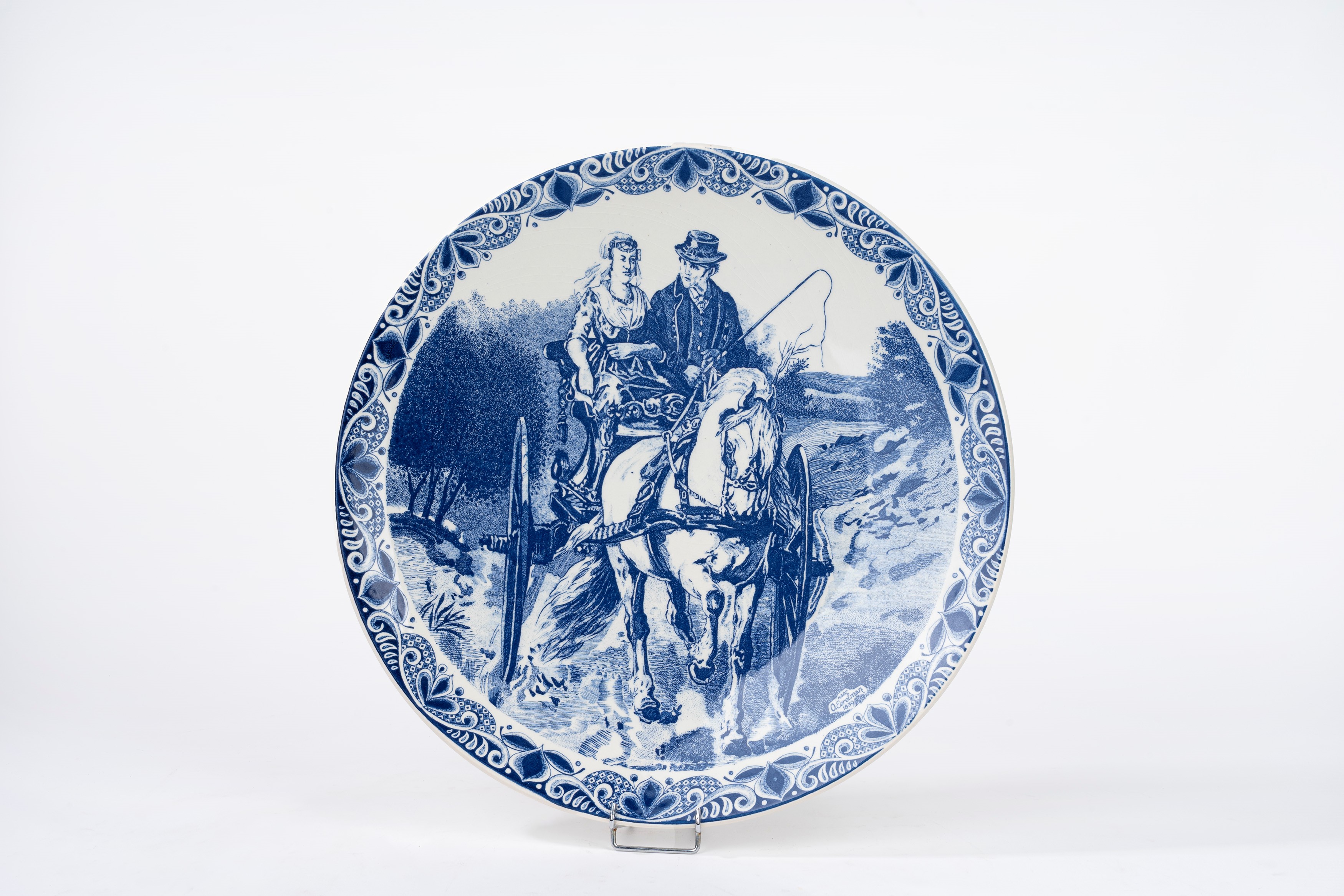 Quattro Piatti Maiolica Bianca e Blu, Manifattura di Delft, Secolo XX