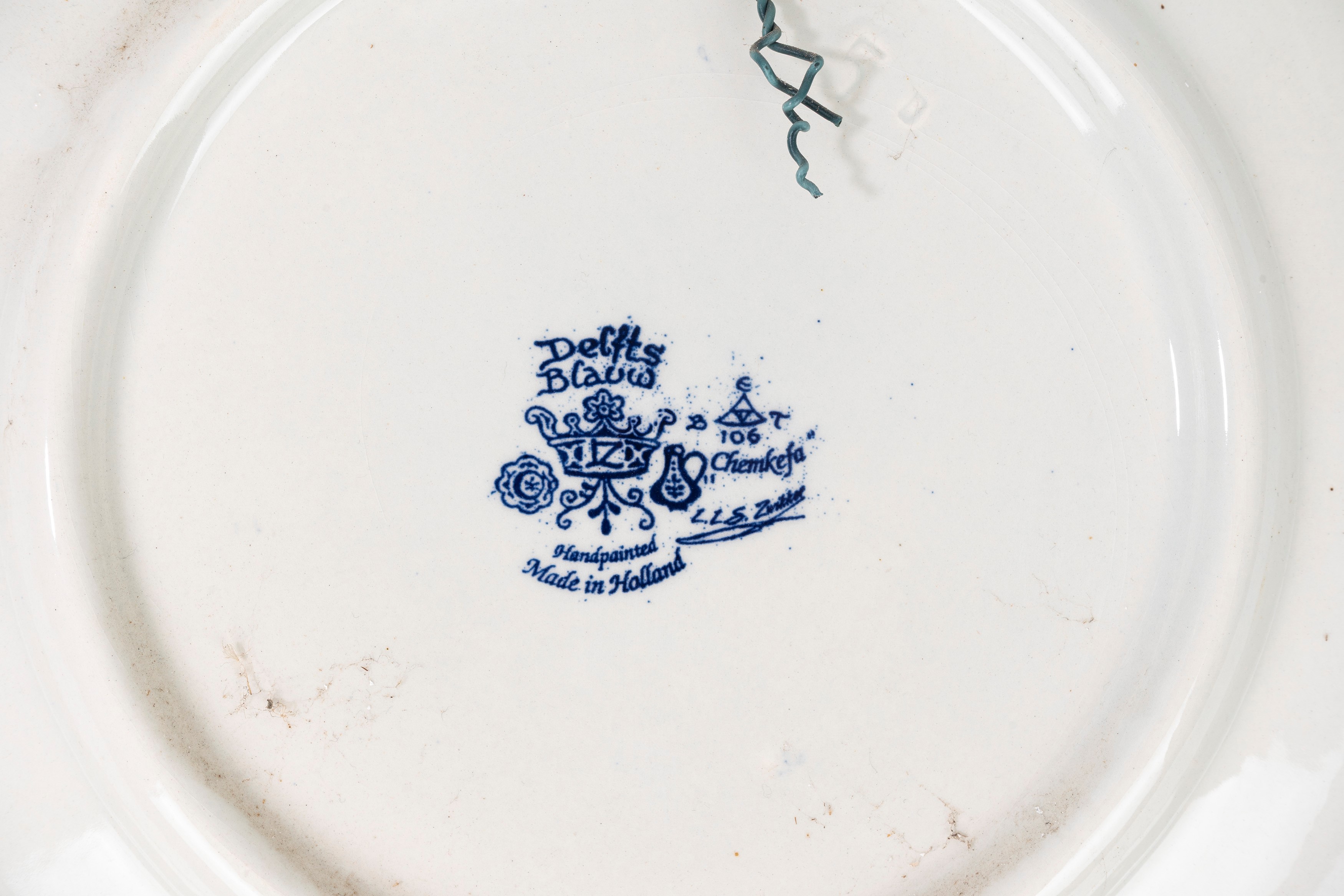 Quattro Piatti Maiolica Bianca e Blu, Manifattura di Delft, Secolo XX