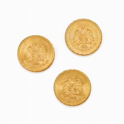 Monete messicane, 3 monete in oro da 50 pesos