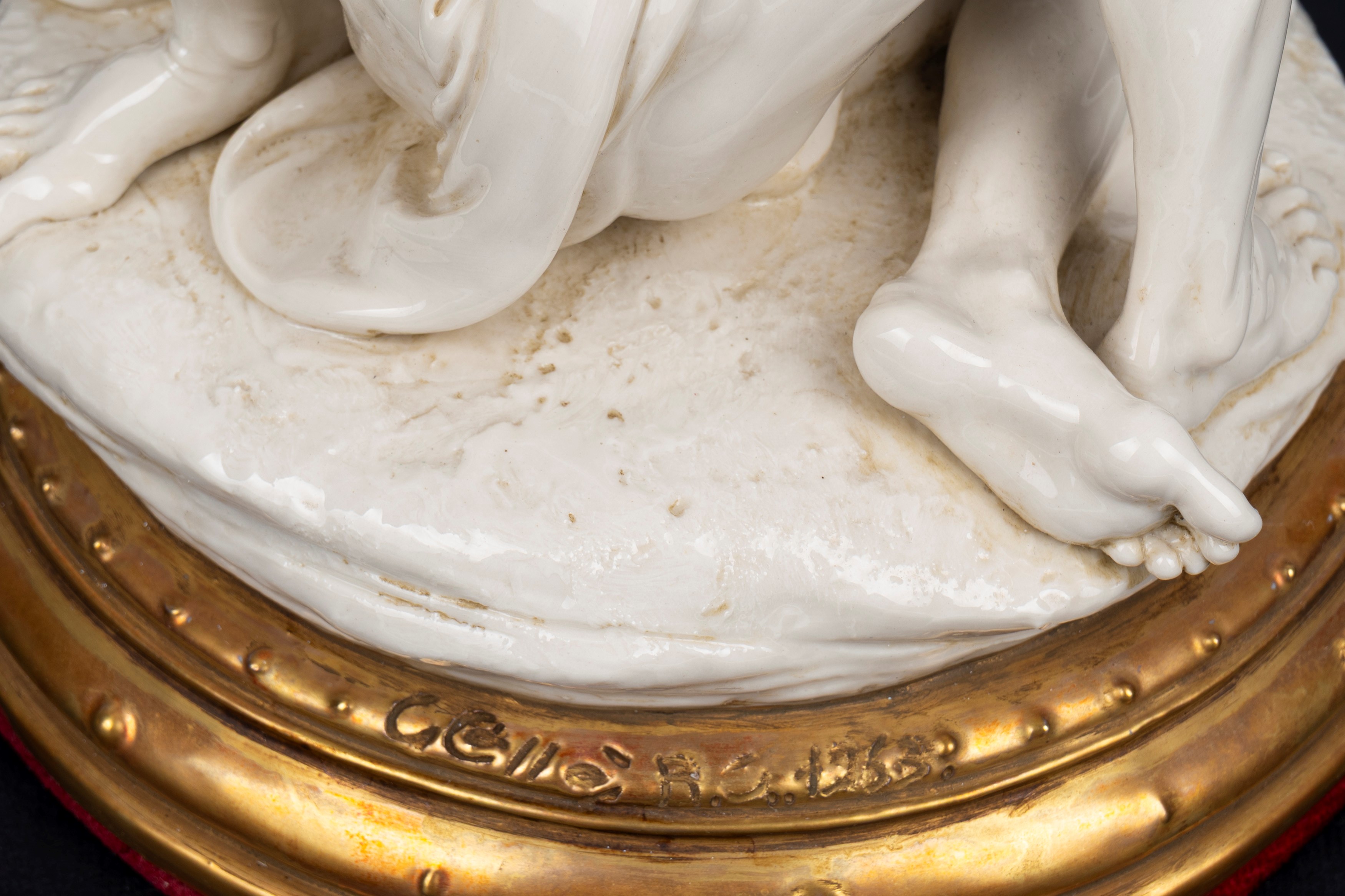 Giuseppe Cappè - Gruppo Scultoreo in Maiolica Bianca di Capodimonte, Raffigurante Ratto delle Sab...