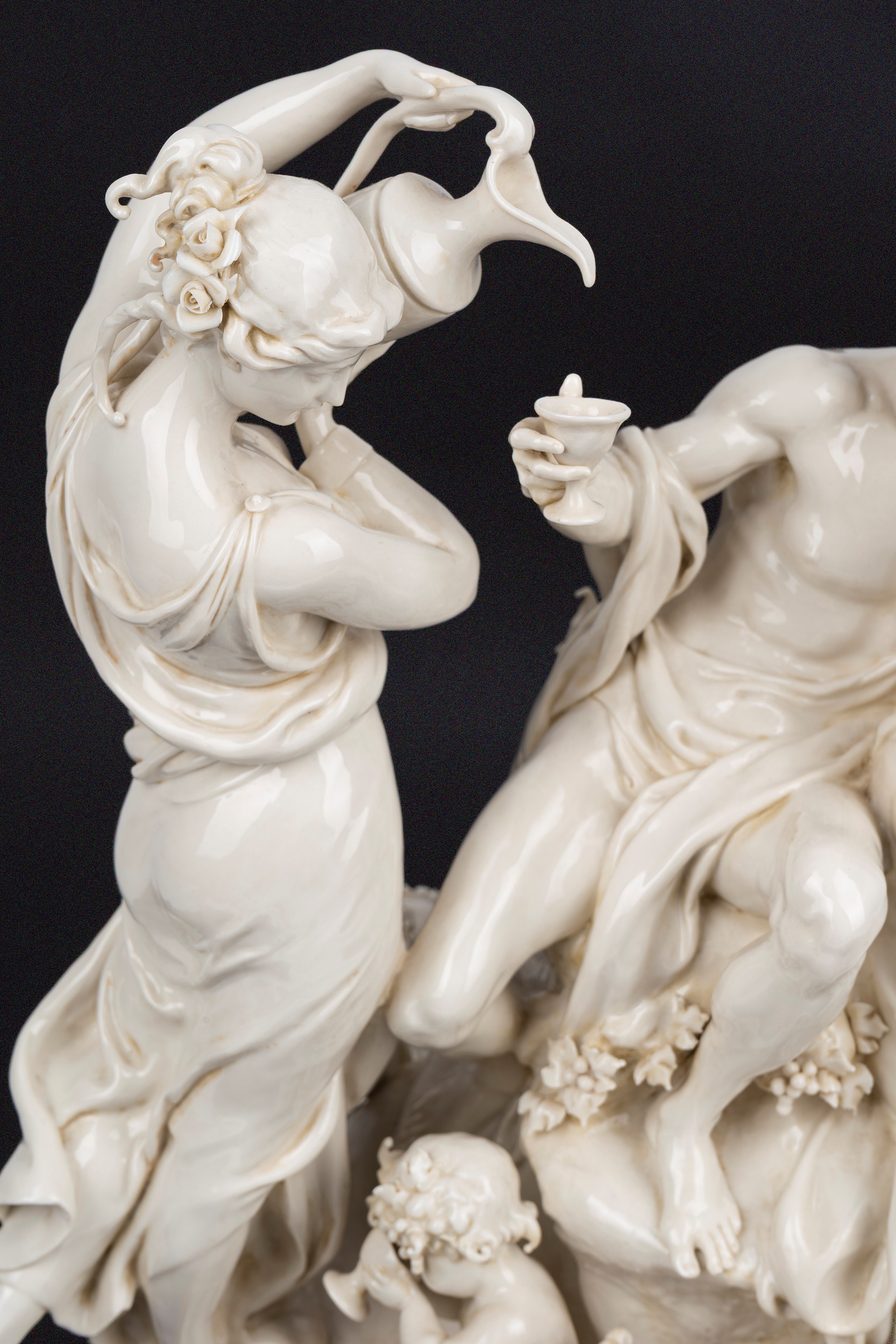 Giuseppe Cappè - Gruppo Scultoreo in Maiolica Bianca di Capodimonte, Raffigurante Baccanale