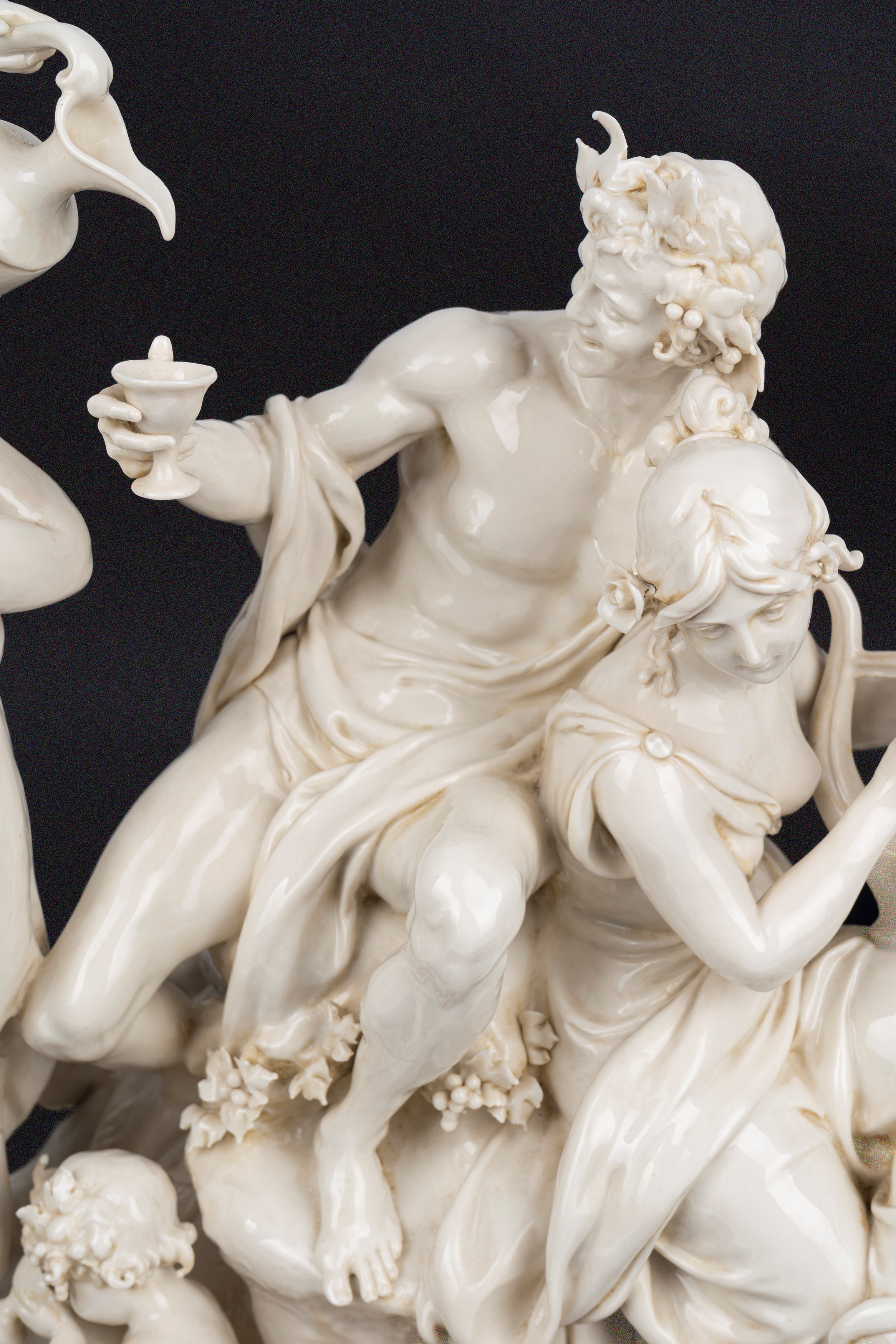 Giuseppe Cappè - Gruppo Scultoreo in Maiolica Bianca di Capodimonte, Raffigurante Baccanale