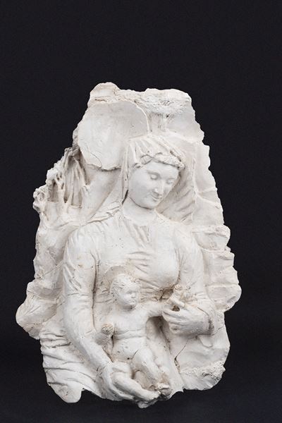 Bassorilievo in Gesso Raffigurante Madonna con Bambino