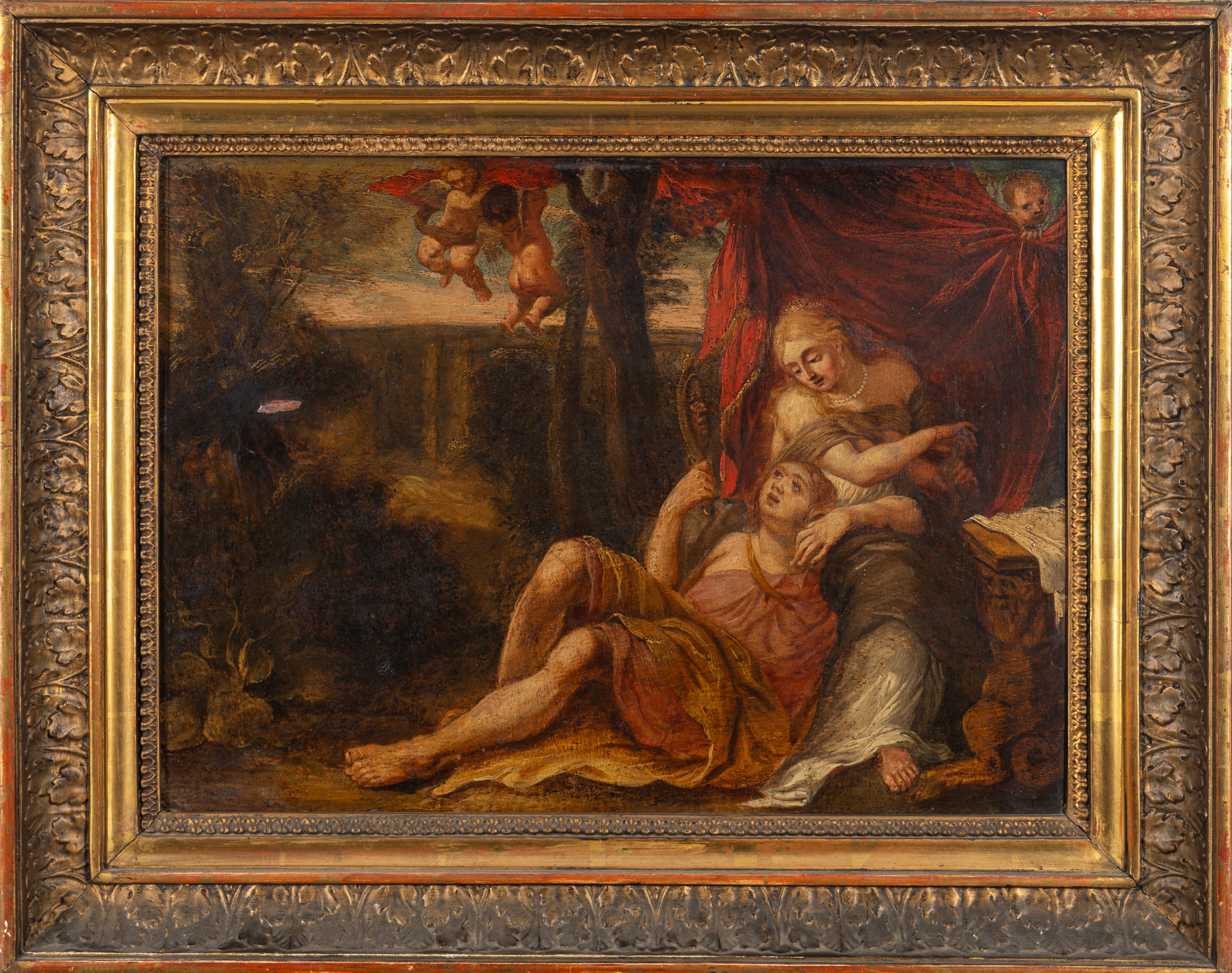 Scuola Fiamminga, Inizi Secolo XVII - Venere e Adone in un Paesaggio
