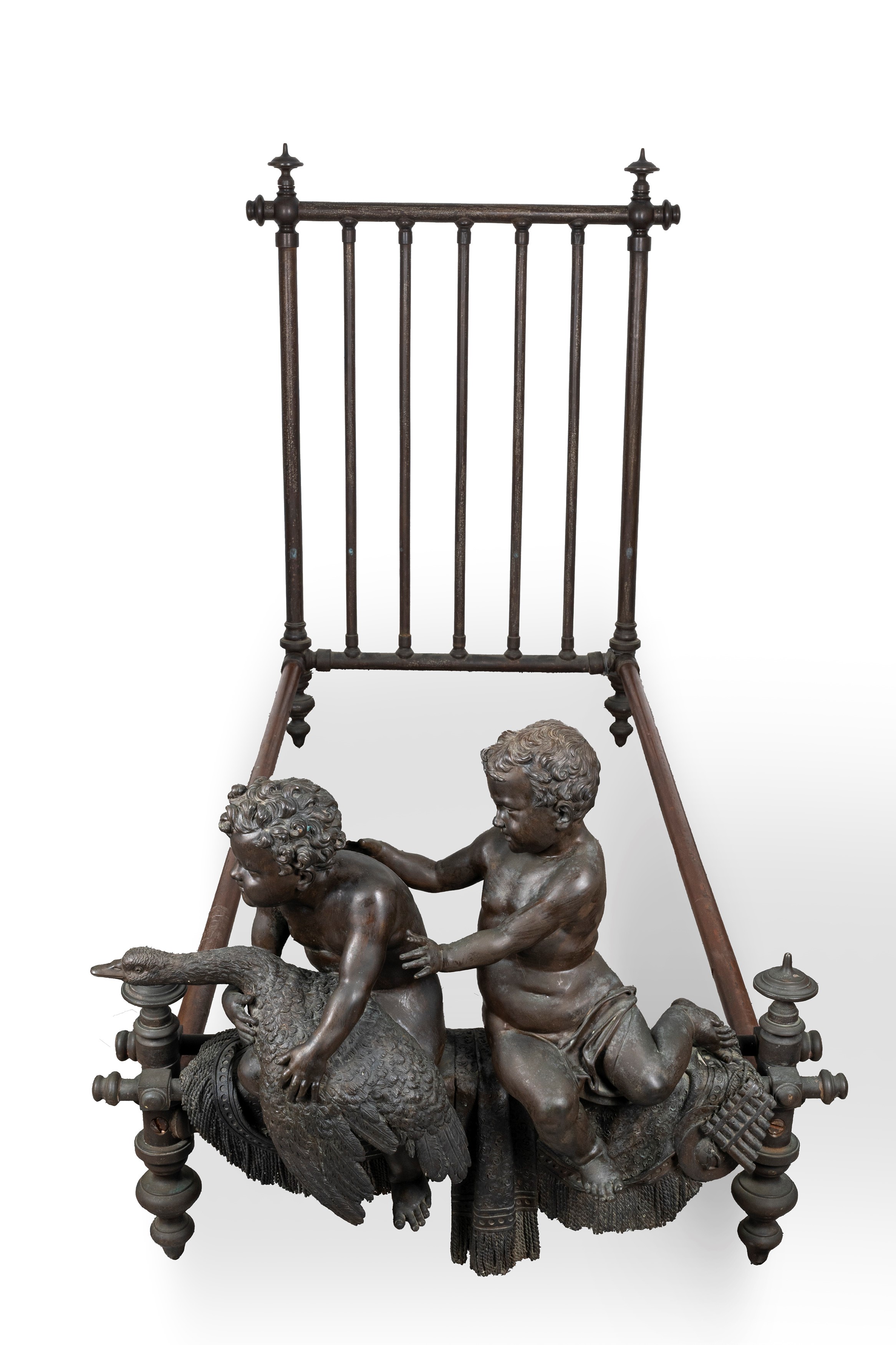 Fonderia Chiurazzi - Letto in Bronzo con Due Puttini che Reggono un'oca, Inizi Secolo XX