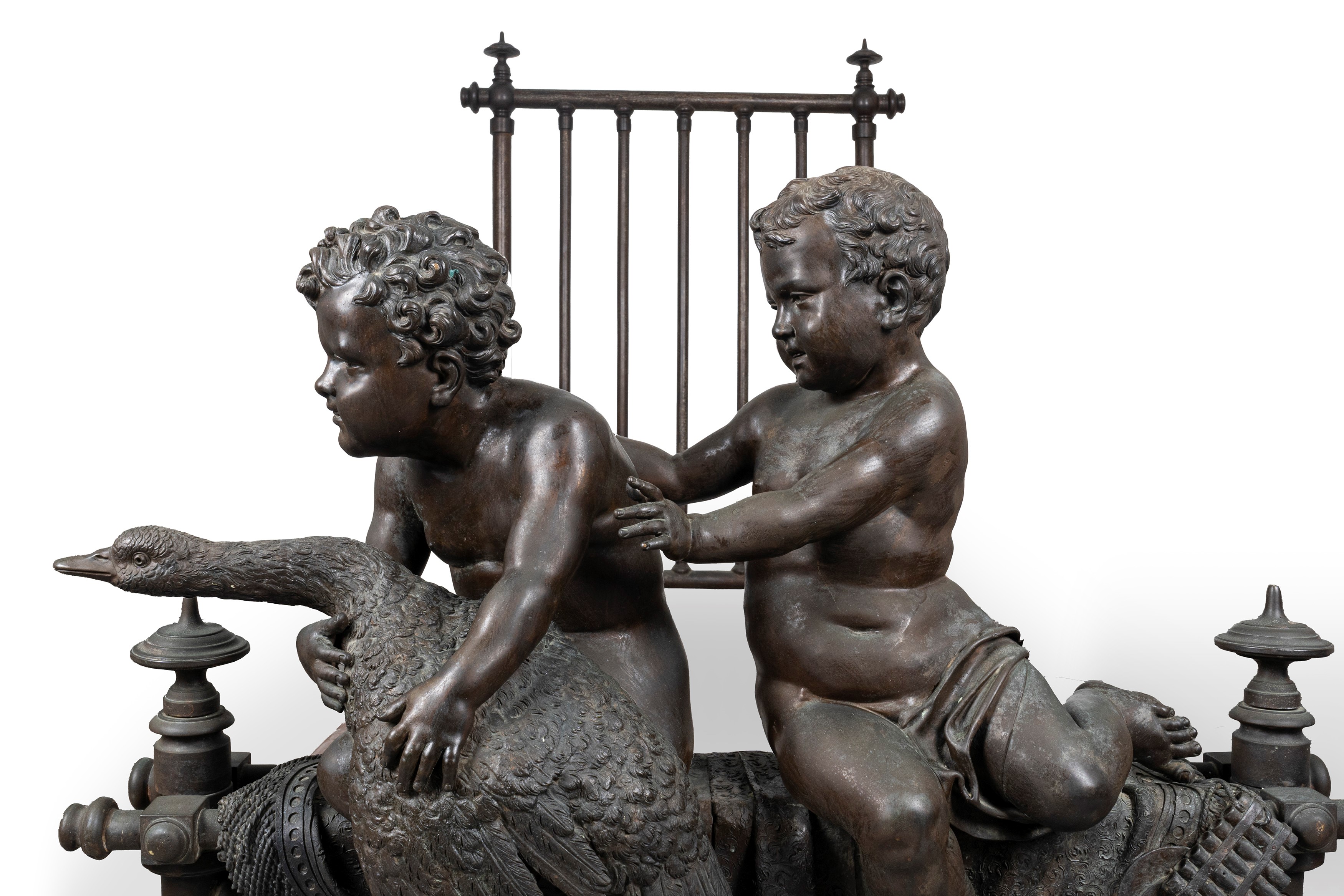 Fonderia Chiurazzi - Letto in Bronzo con Due Puttini che Reggono un'oca, Inizi Secolo XX